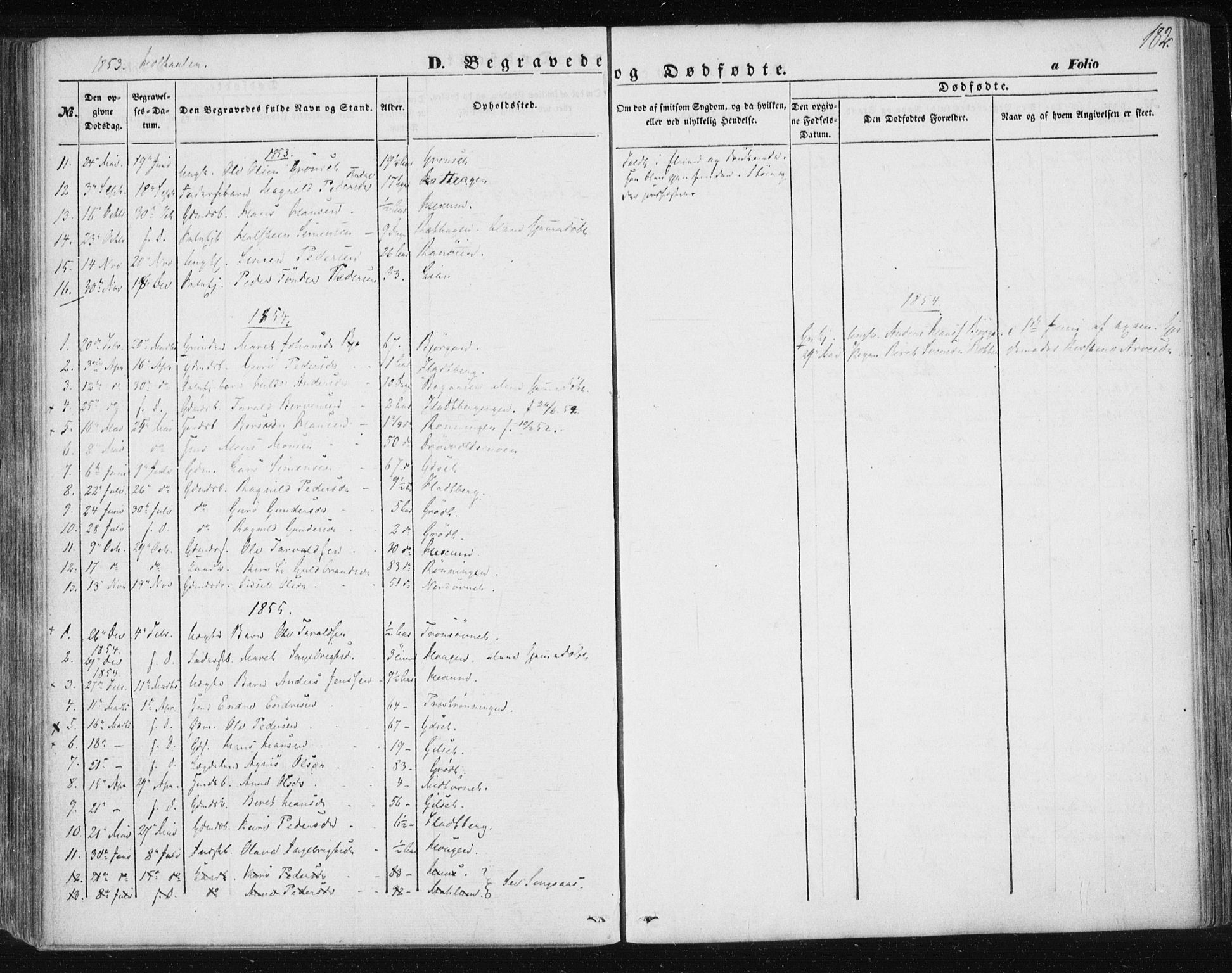 Ministerialprotokoller, klokkerbøker og fødselsregistre - Sør-Trøndelag, SAT/A-1456/685/L0963: Parish register (official) no. 685A06 /1, 1846-1859, p. 182