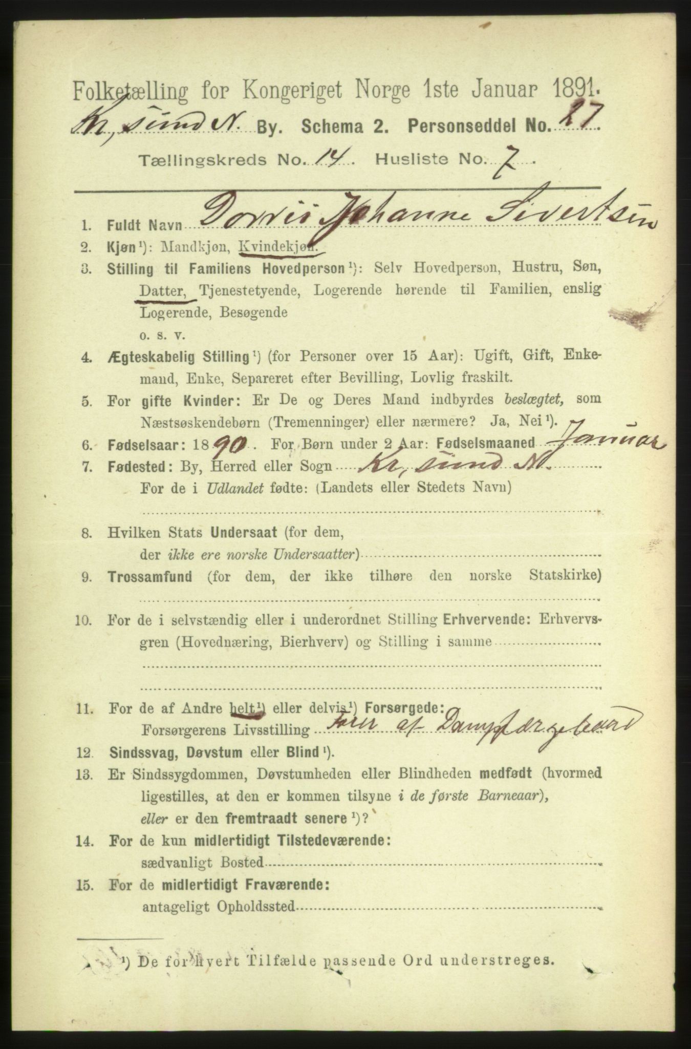 RA, 1891 census for 1503 Kristiansund, 1891, p. 10302