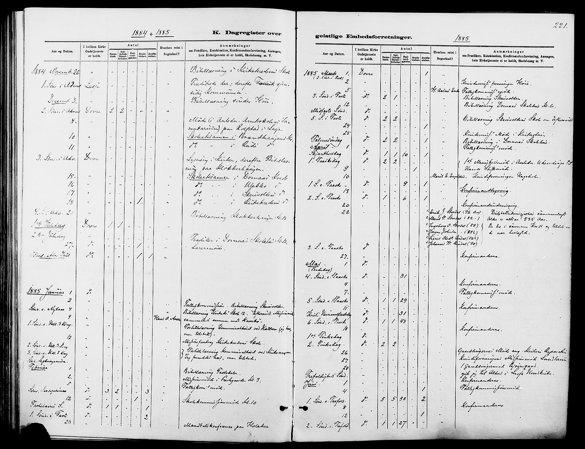 Dovre prestekontor, SAH/PREST-066/H/Ha/Haa/L0002: Parish register (official) no. 2, 1879-1890, p. 221