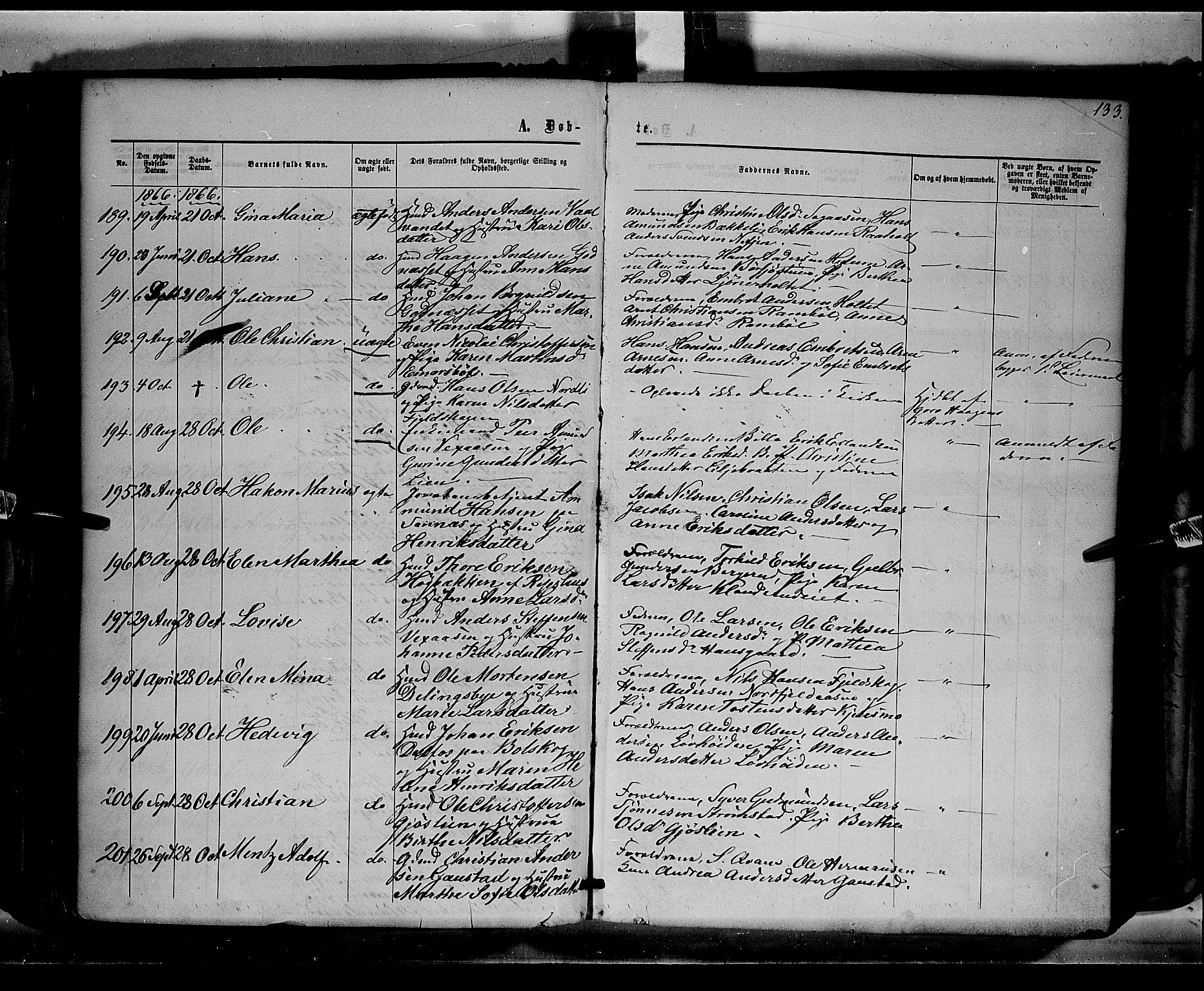 Eidskog prestekontor, AV/SAH-PREST-026/H/Ha/Haa/L0001: Parish register (official) no. 1, 1860-1867, p. 133