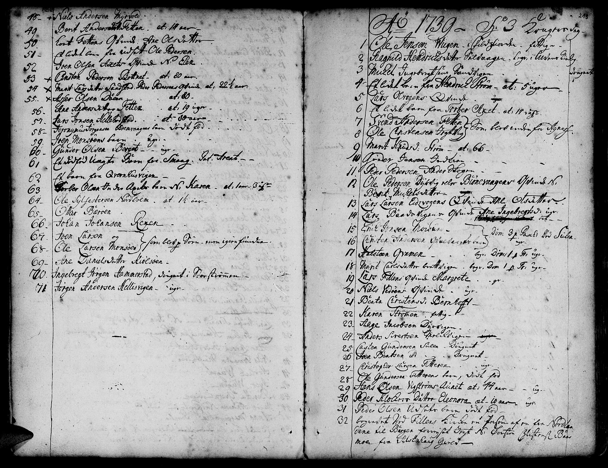 Ministerialprotokoller, klokkerbøker og fødselsregistre - Sør-Trøndelag, AV/SAT-A-1456/634/L0525: Parish register (official) no. 634A01, 1736-1775, p. 213
