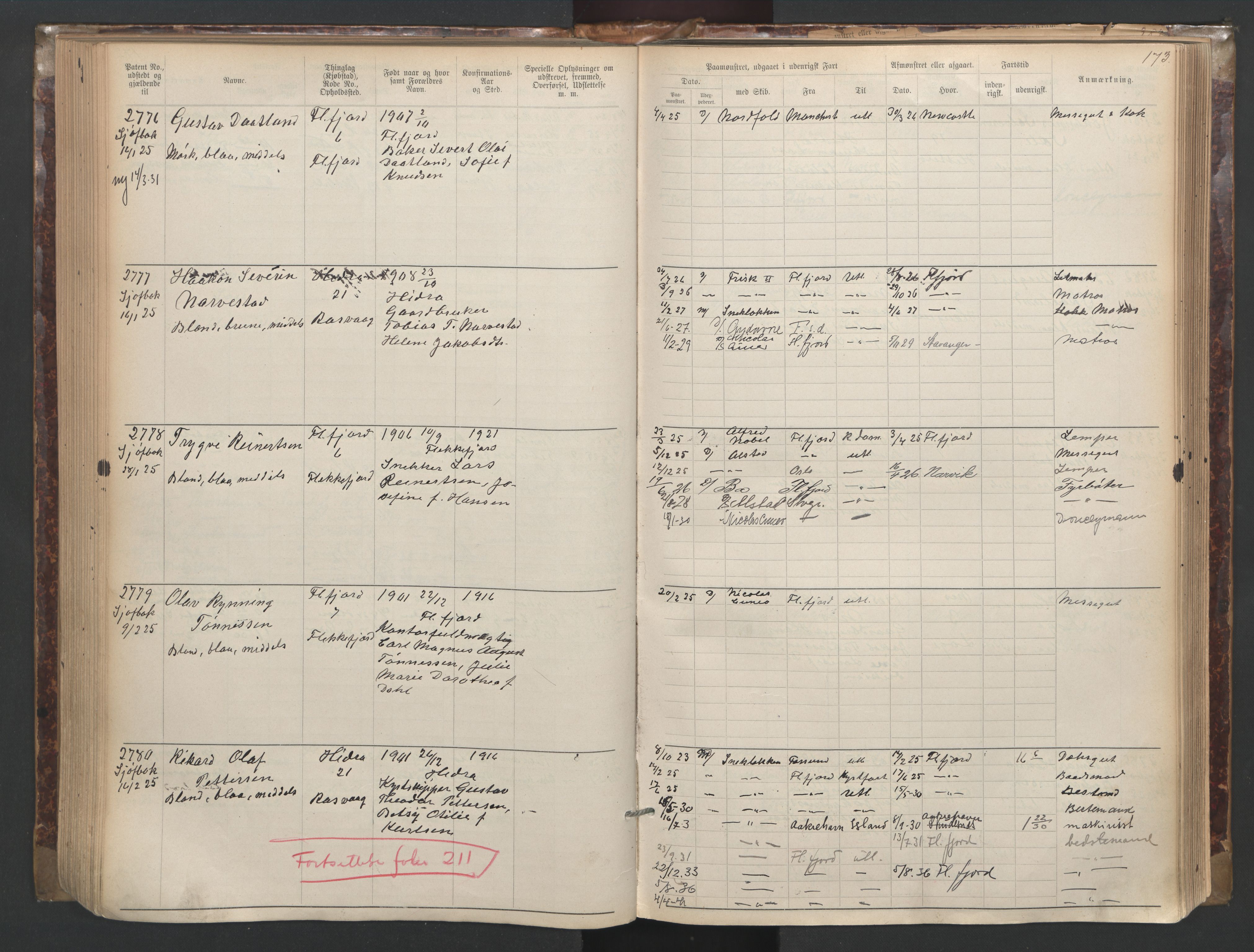 Flekkefjord mønstringskrets, SAK/2031-0018/F/Fa/L0003: Annotasjonsrulle nr 1921-2963 med register, N-3, 1892-1948, p. 205