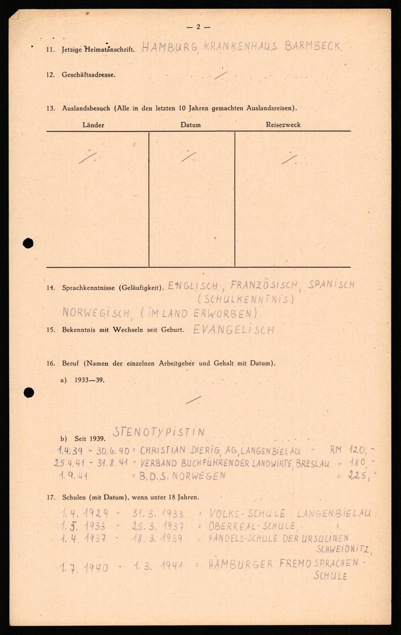 Forsvaret, Forsvarets overkommando II, AV/RA-RAFA-3915/D/Db/L0036: CI Questionaires. Tyske okkupasjonsstyrker i Norge. Tyskere., 1945-1946, p. 492