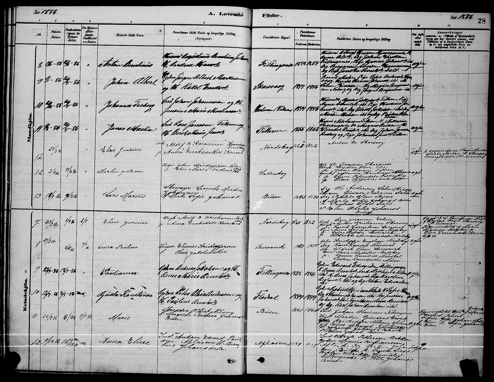 Ministerialprotokoller, klokkerbøker og fødselsregistre - Sør-Trøndelag, SAT/A-1456/641/L0597: Parish register (copy) no. 641C01, 1878-1893, p. 28