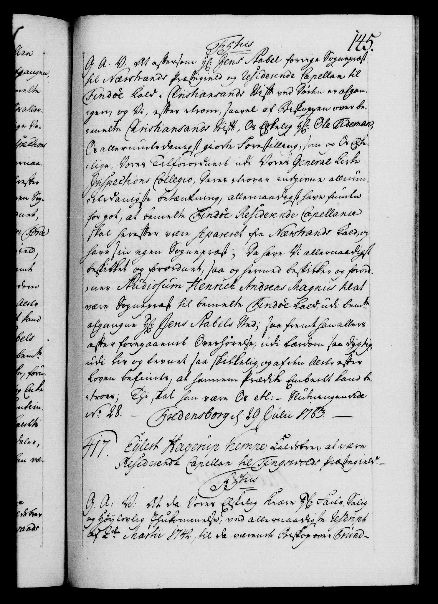 Danske Kanselli 1572-1799, RA/EA-3023/F/Fc/Fca/Fcaa/L0042: Norske registre, 1763-1766, p. 145a