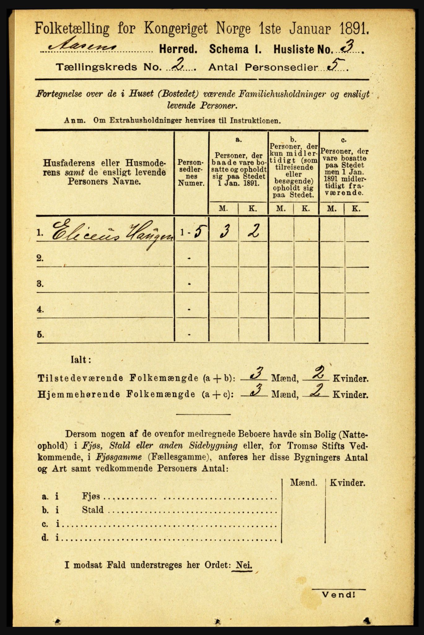 RA, 1891 census for 1716 Åsen, 1891, p. 563