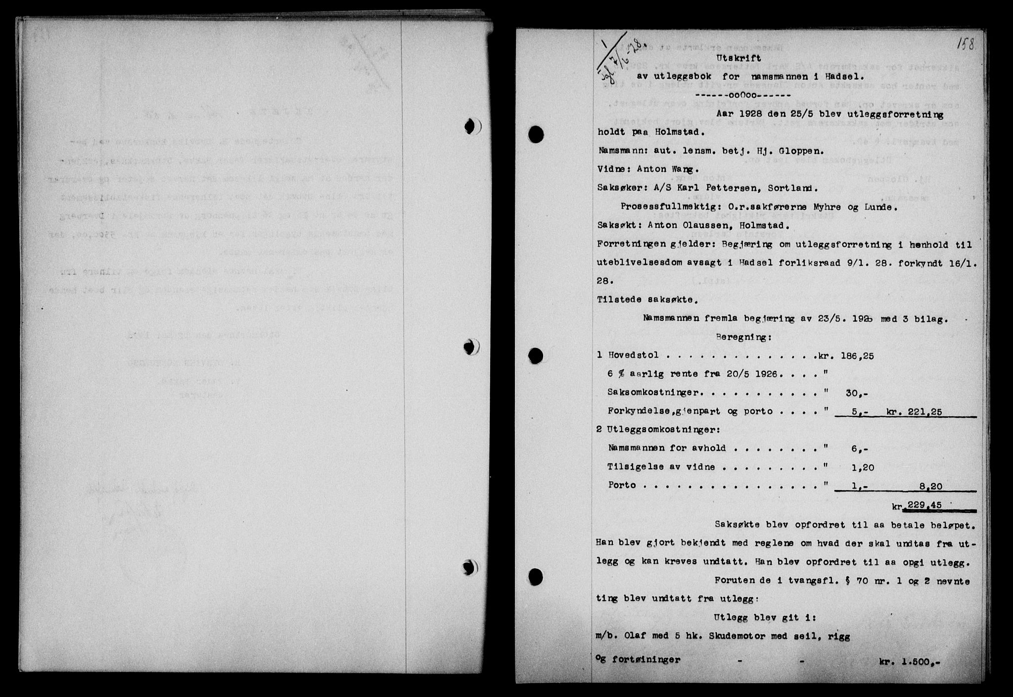 Vesterålen sorenskriveri, SAT/A-4180/1/2/2Ca/L0046: Mortgage book no. 39, 1928-1928, Deed date: 07.06.1928