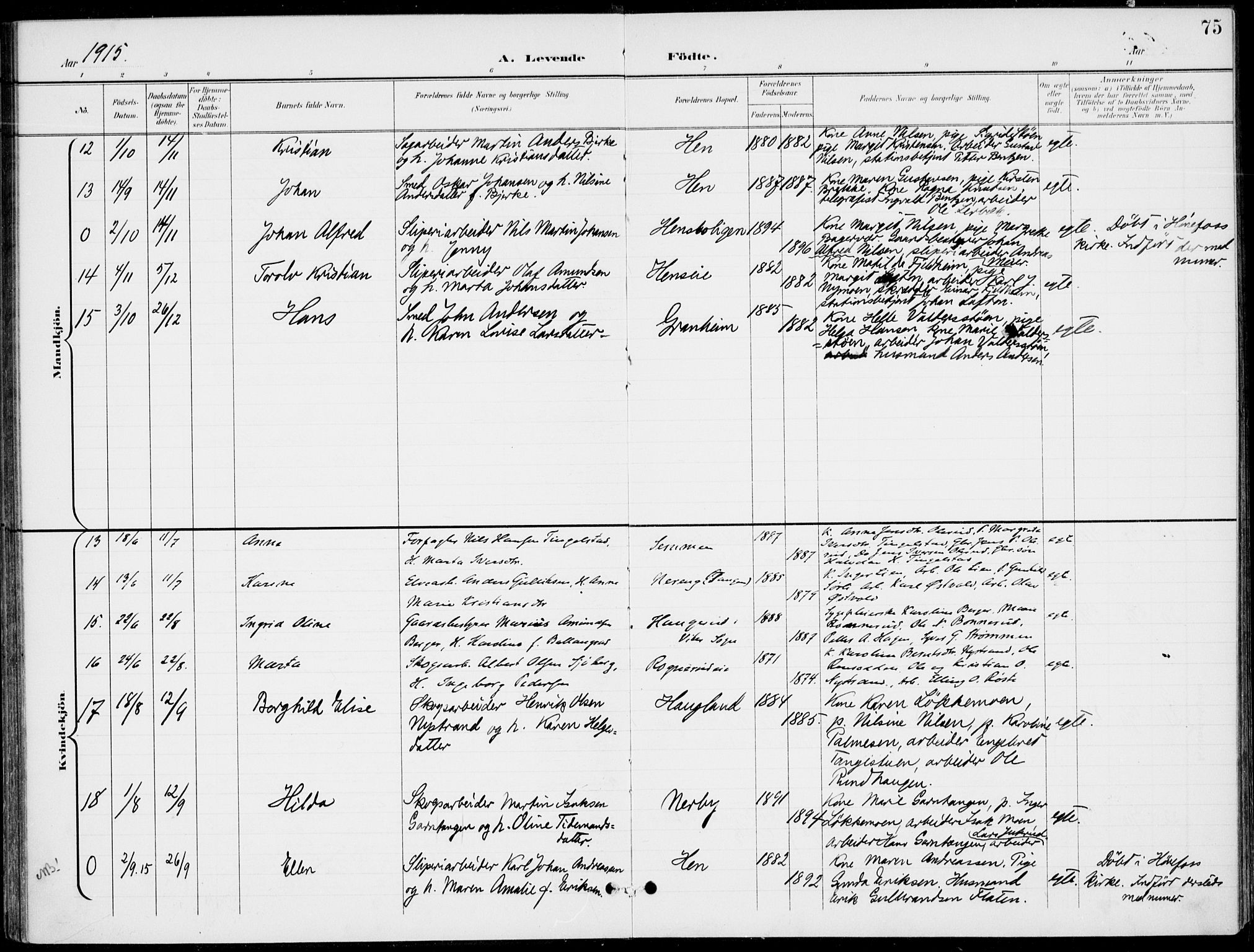 Ådal kirkebøker, AV/SAKO-A-248/F/Fb/L0002: Parish register (official) no. II 2, 1898-1917, p. 75