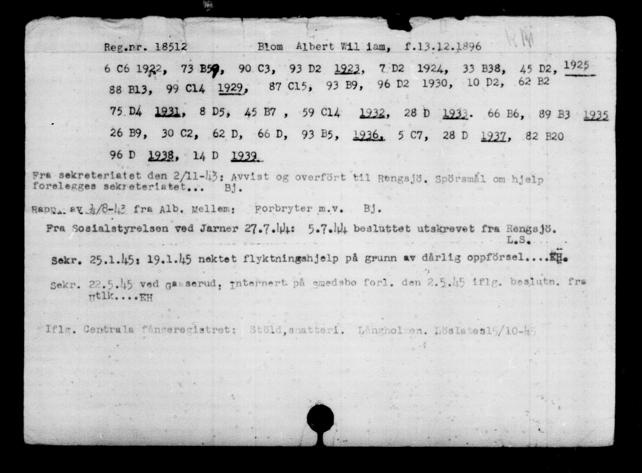 Den Kgl. Norske Legasjons Flyktningskontor, AV/RA-S-6753/V/Va/L0009: Kjesäterkartoteket.  Flyktningenr. 18502-22048, 1940-1945, p. 15