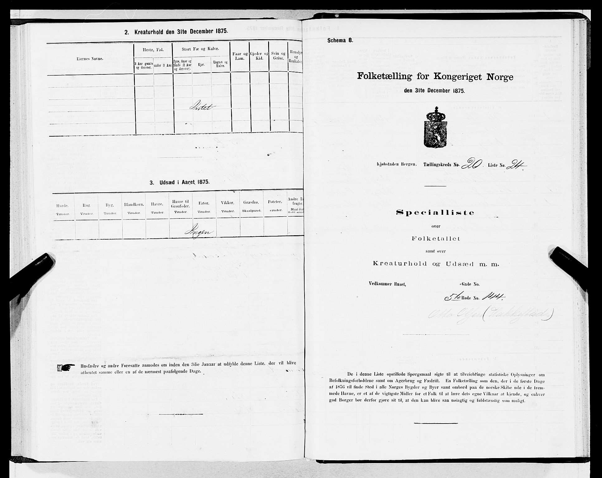 SAB, 1875 census for 1301 Bergen, 1875, p. 1061