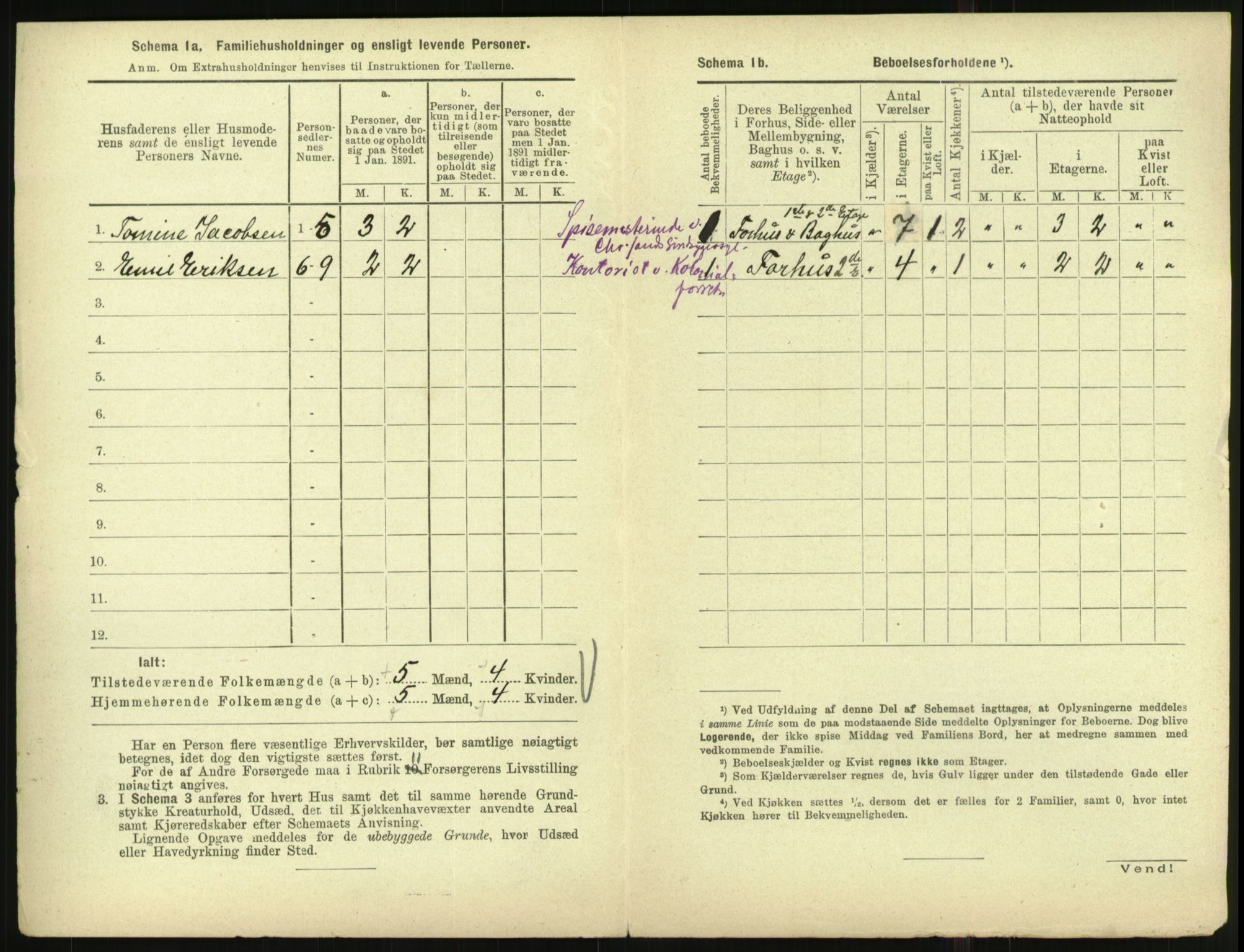 RA, 1891 census for 1001 Kristiansand, 1891, p. 1775