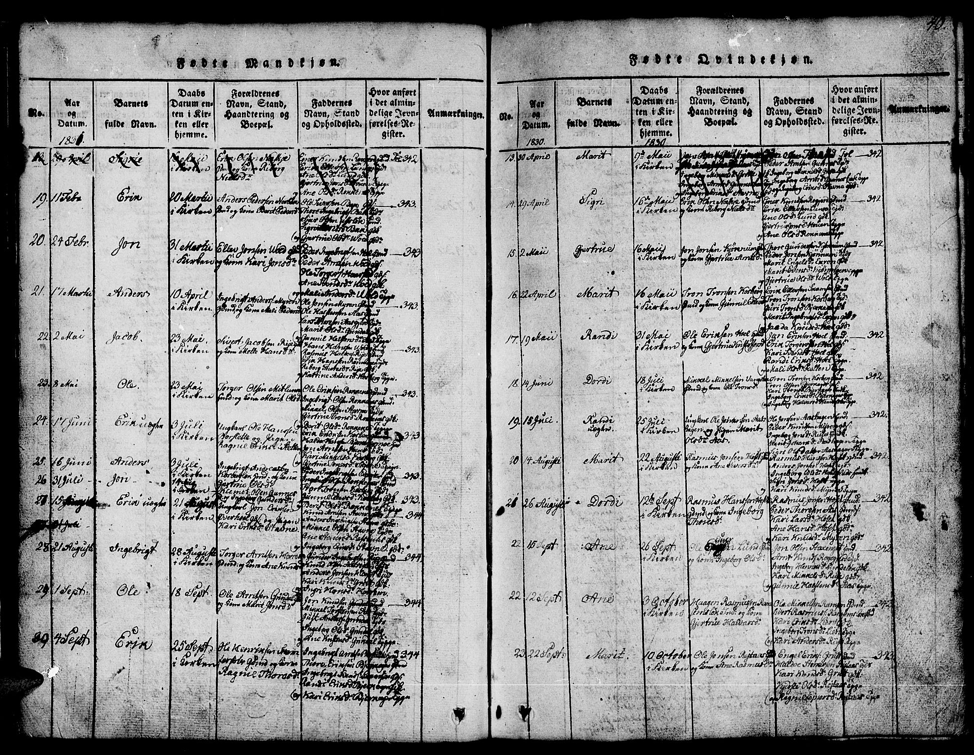 Ministerialprotokoller, klokkerbøker og fødselsregistre - Sør-Trøndelag, SAT/A-1456/674/L0874: Parish register (copy) no. 674C01, 1816-1860, p. 40