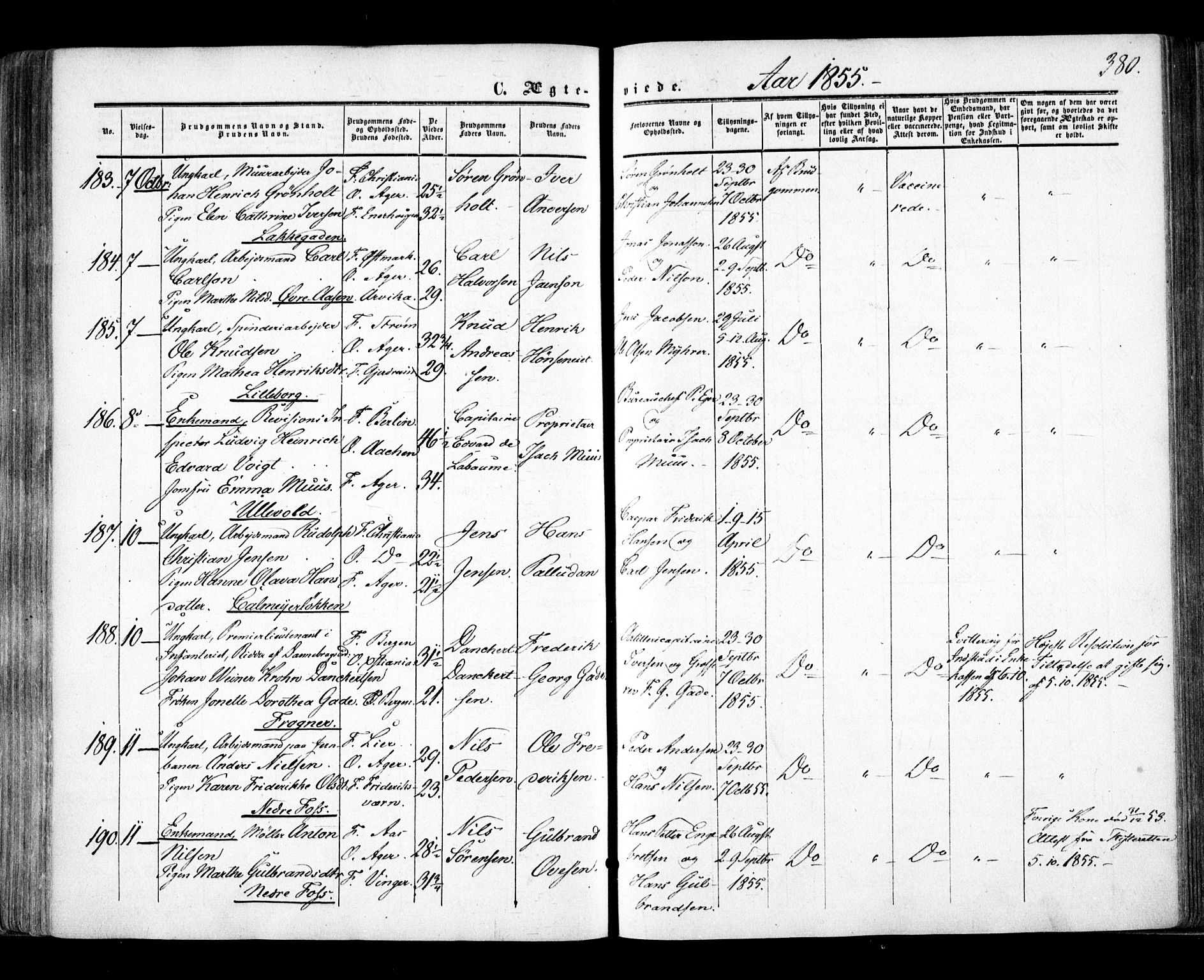 Aker prestekontor kirkebøker, SAO/A-10861/F/L0020: Parish register (official) no. 20, 1853-1857, p. 380