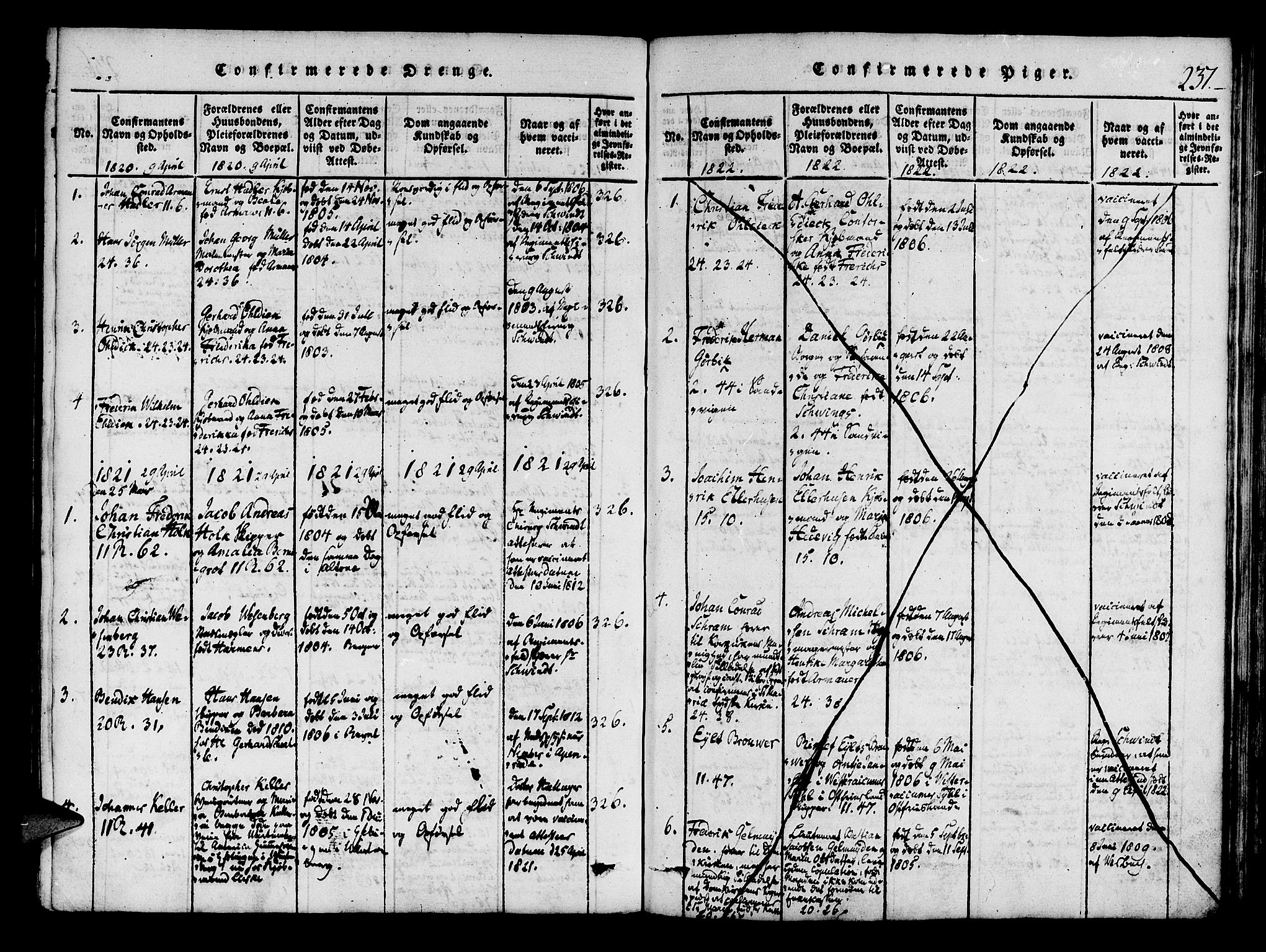 Mariakirken Sokneprestembete, SAB/A-76901/H/Haa/L0005: Parish register (official) no. A 5, 1815-1845, p. 237