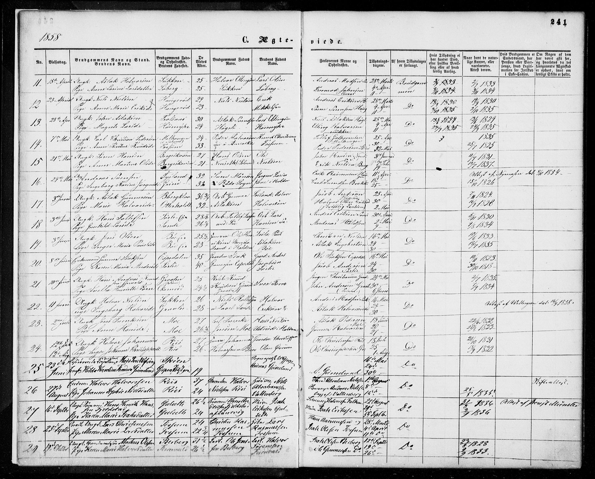 Gjerpen kirkebøker, SAKO/A-265/F/Fa/L0008b: Parish register (official) no. I 8B, 1857-1871, p. 241