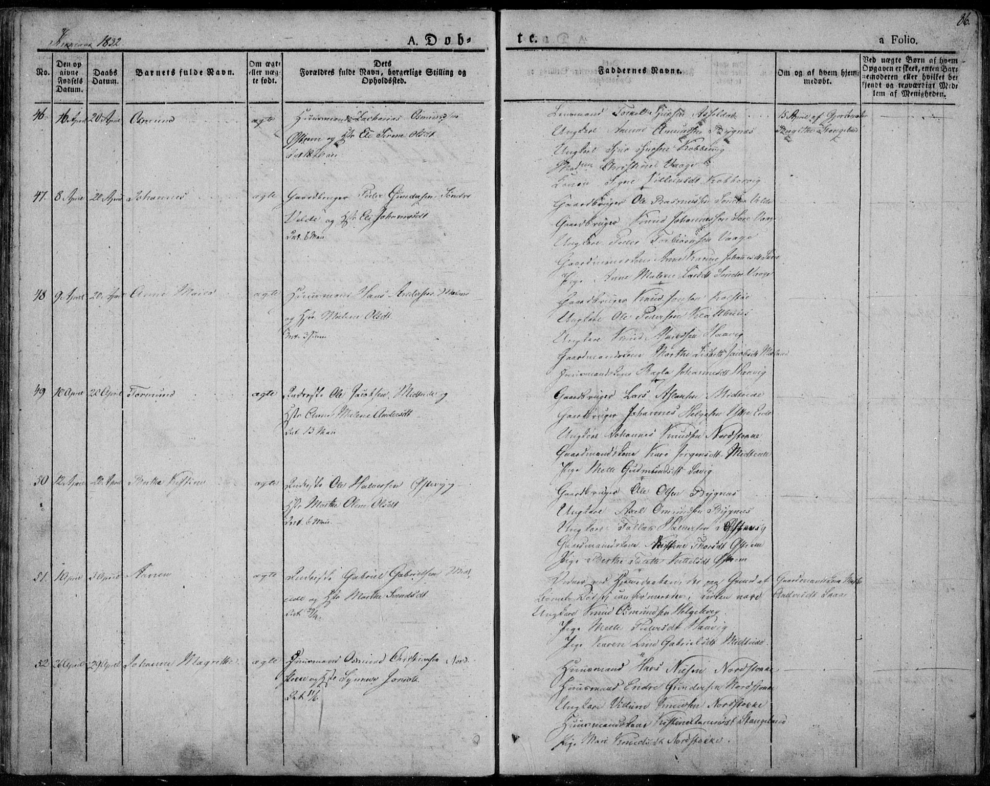 Avaldsnes sokneprestkontor, SAST/A -101851/H/Ha/Haa/L0005: Parish register (official) no. A 5.1, 1825-1841, p. 86