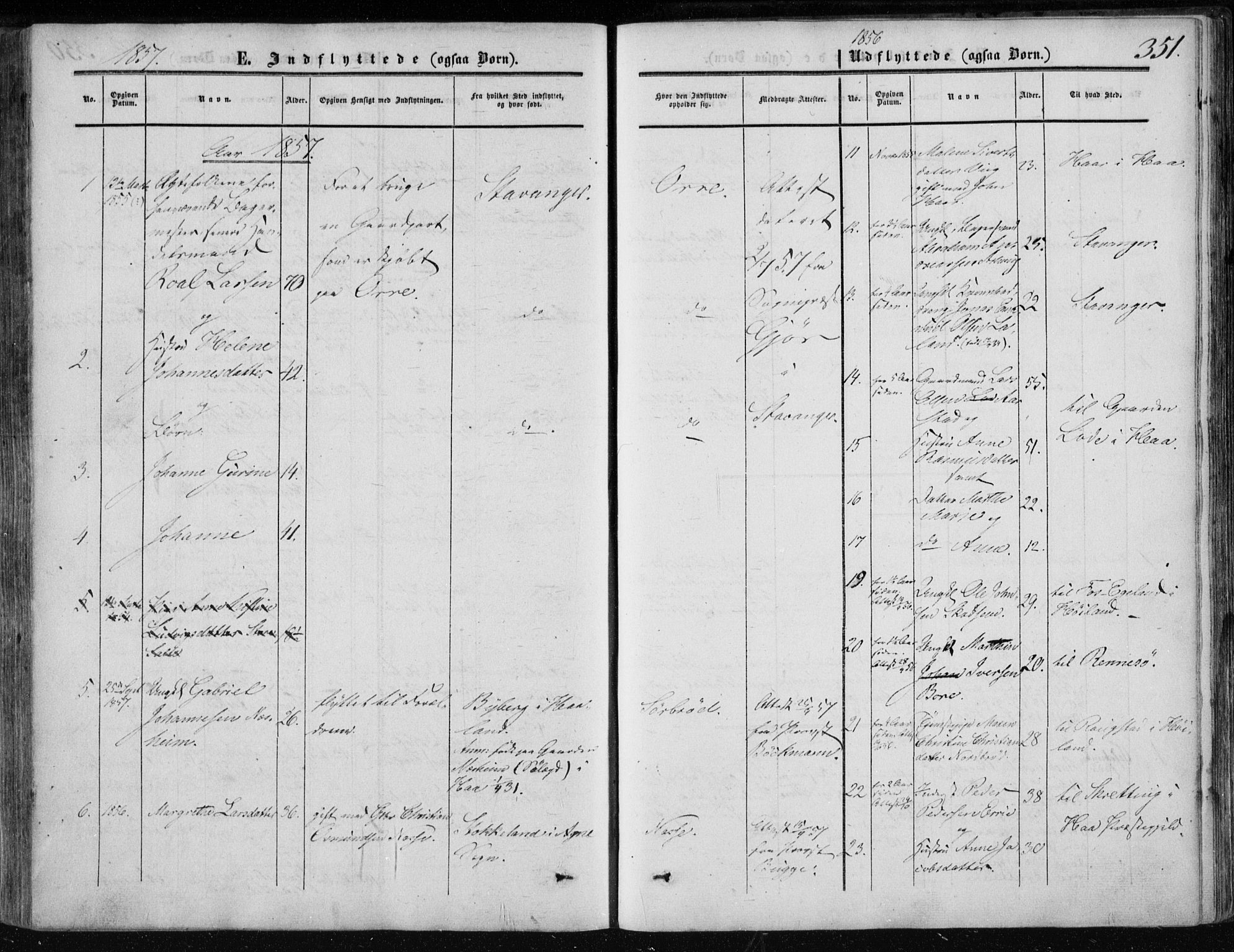 Klepp sokneprestkontor, SAST/A-101803/001/3/30BA/L0005: Parish register (official) no. A 5, 1853-1870, p. 351