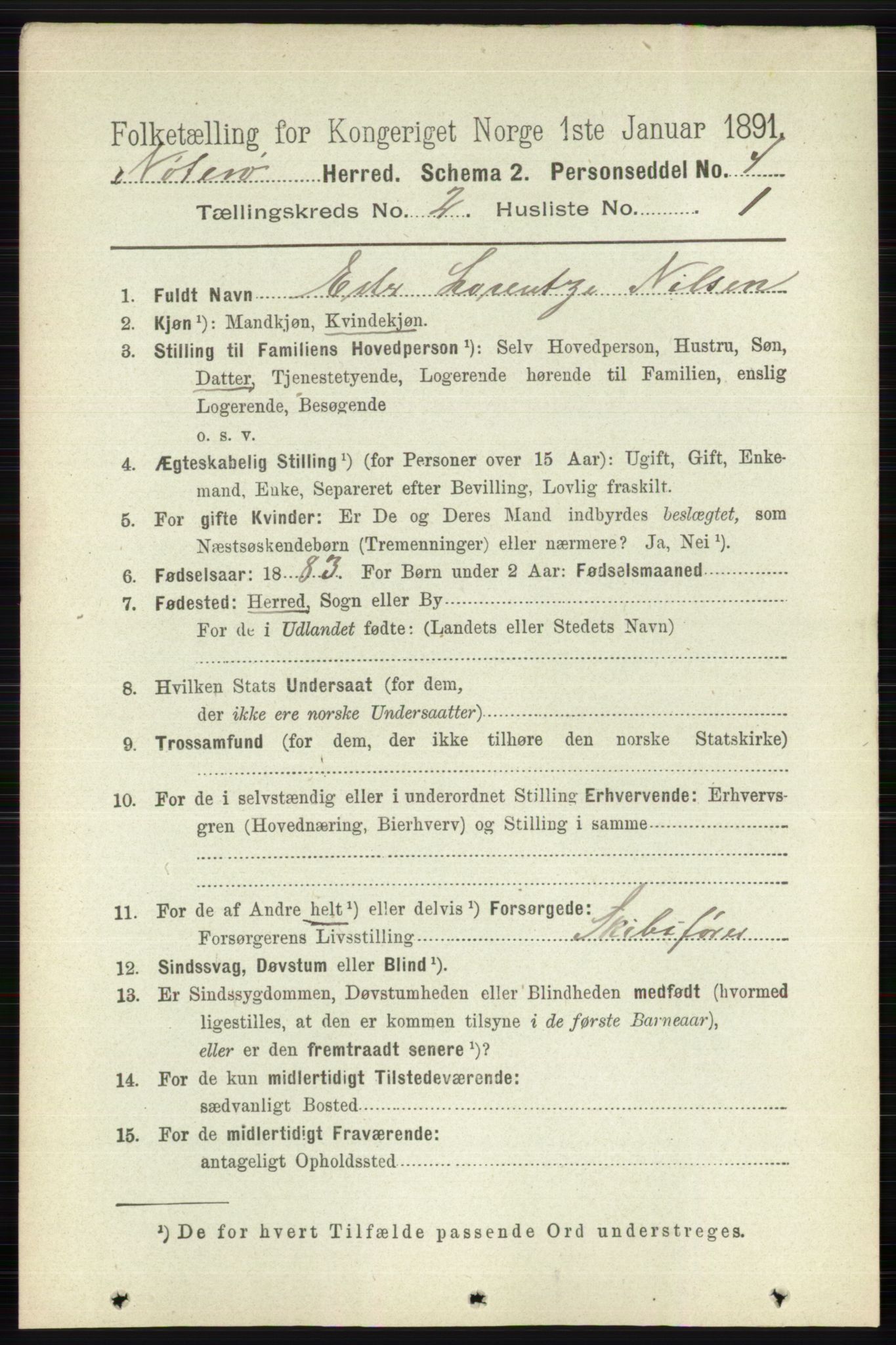 RA, 1891 census for 0722 Nøtterøy, 1891, p. 845