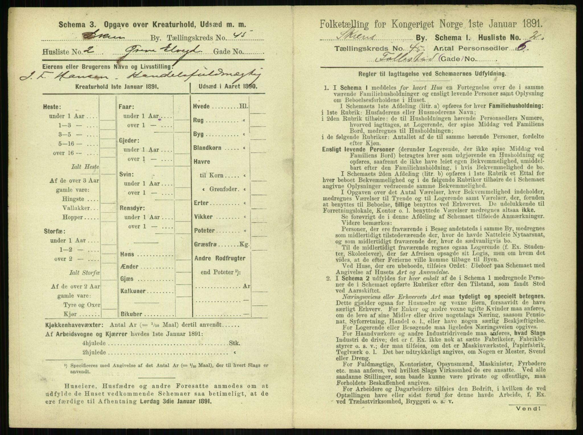 RA, 1891 census for 0806 Skien, 1891, p. 1568