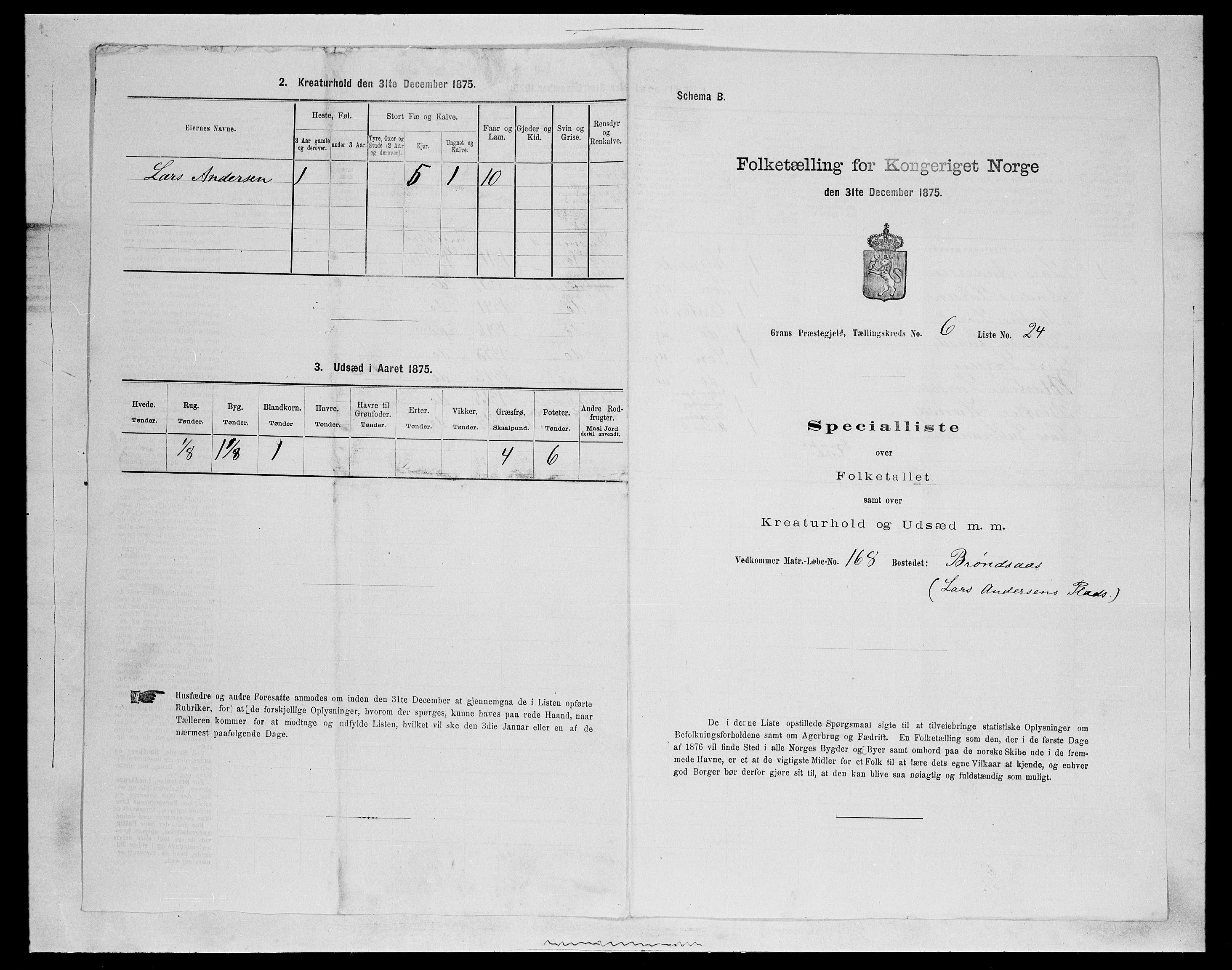 SAH, 1875 census for 0534P Gran, 1875, p. 1067