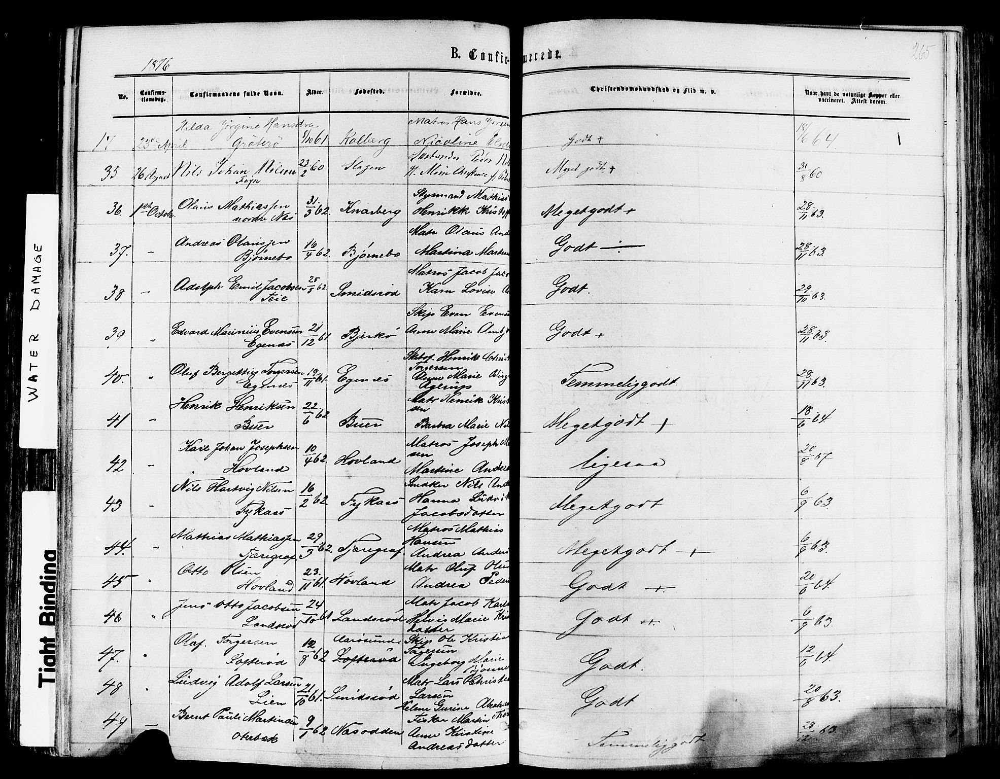 Nøtterøy kirkebøker, SAKO/A-354/F/Fa/L0007: Parish register (official) no. I 7, 1865-1877, p. 265