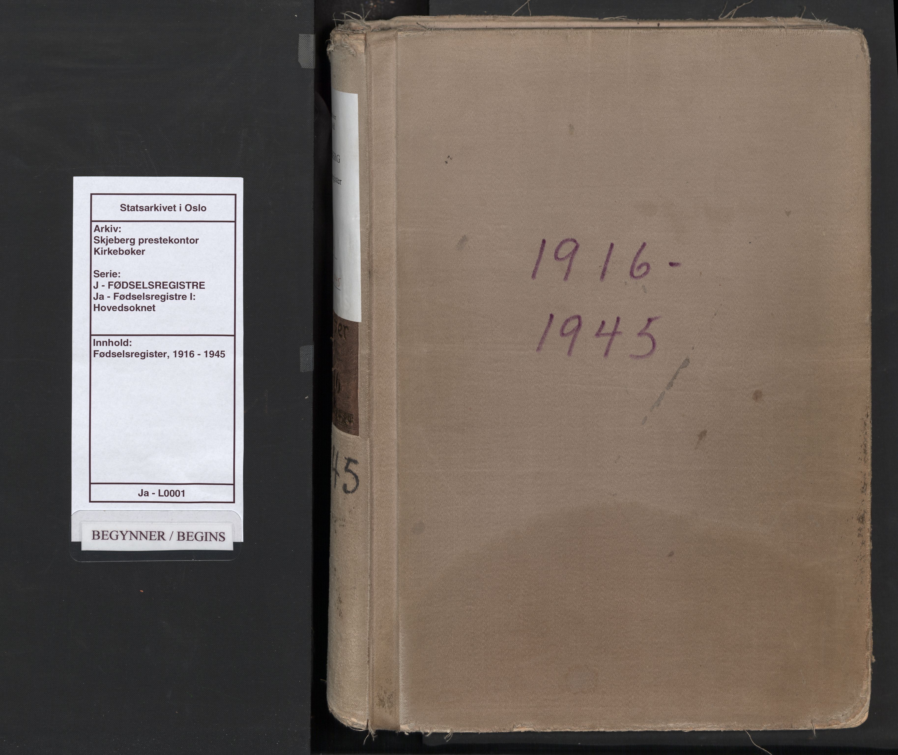 Skjeberg prestekontor Kirkebøker, SAO/A-10923/J/Ja/L0001: Birth register no. I 1, 1916-1945