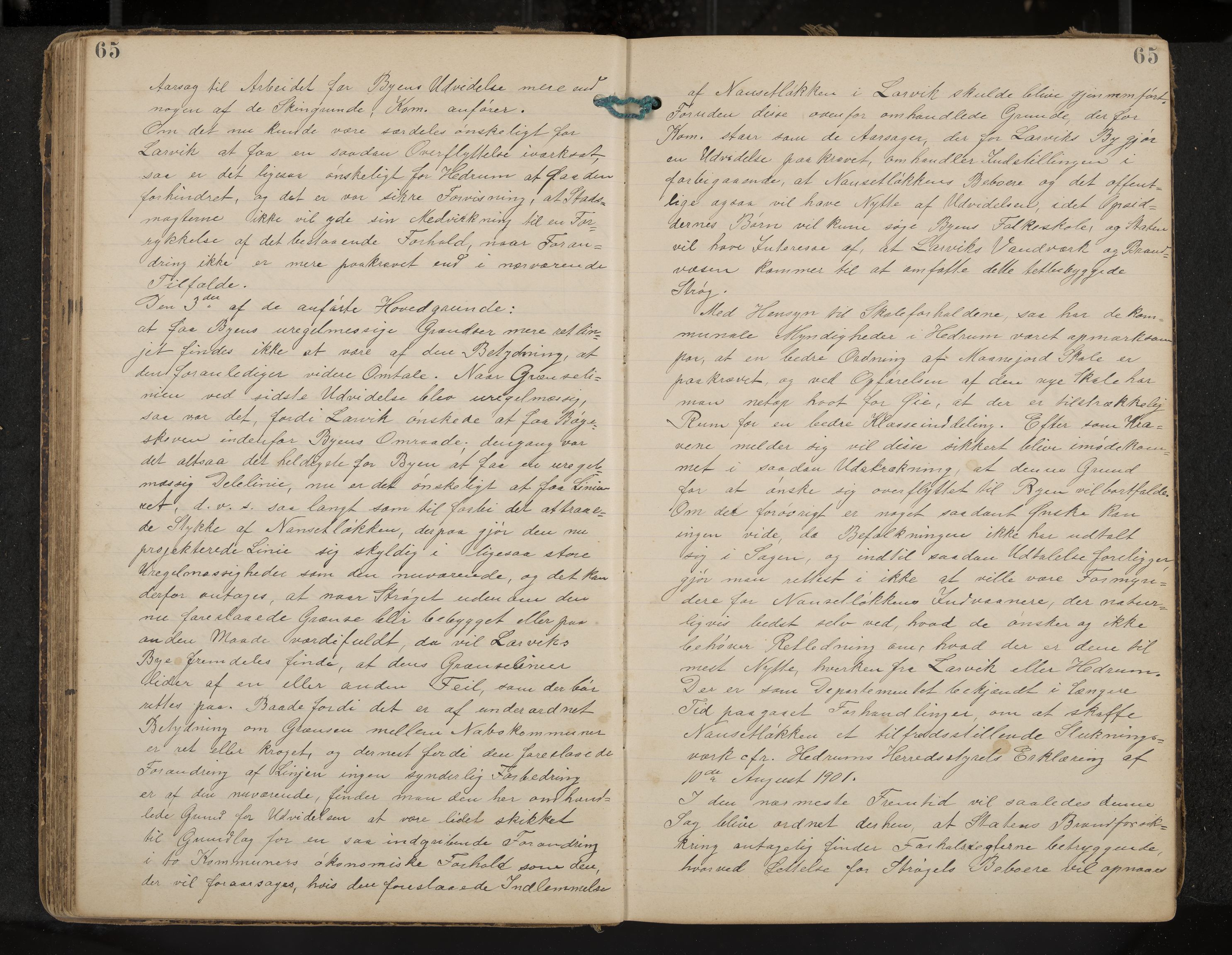 Hedrum formannskap og sentraladministrasjon, IKAK/0727021/A/Aa/L0005: Møtebok, 1899-1911, p. 65