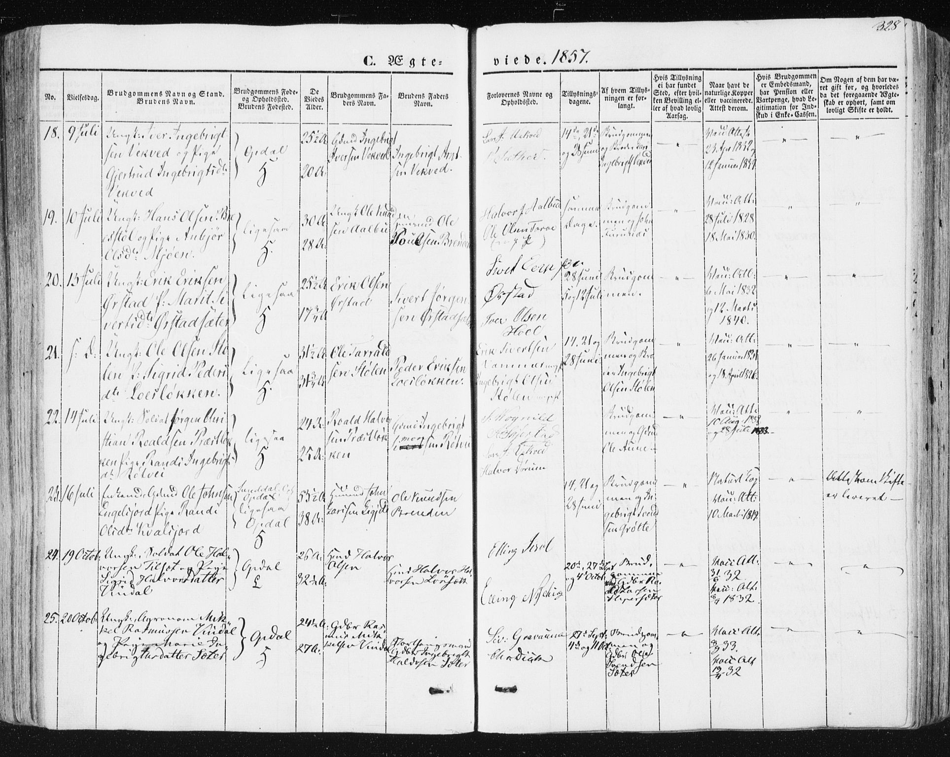 Ministerialprotokoller, klokkerbøker og fødselsregistre - Sør-Trøndelag, SAT/A-1456/678/L0899: Parish register (official) no. 678A08, 1848-1872, p. 328