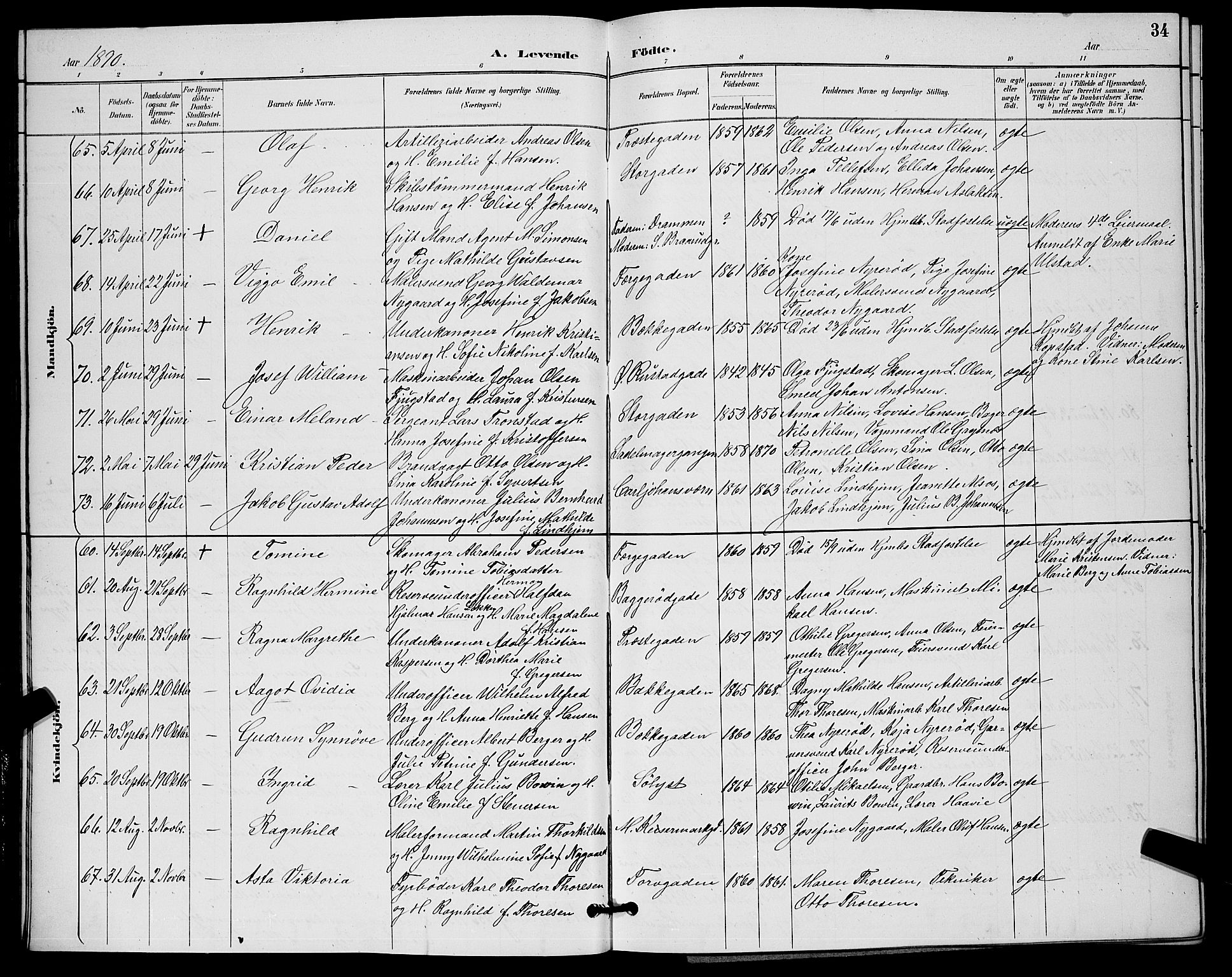 Horten kirkebøker, SAKO/A-348/G/Ga/L0005: Parish register (copy) no. 5, 1888-1895, p. 34
