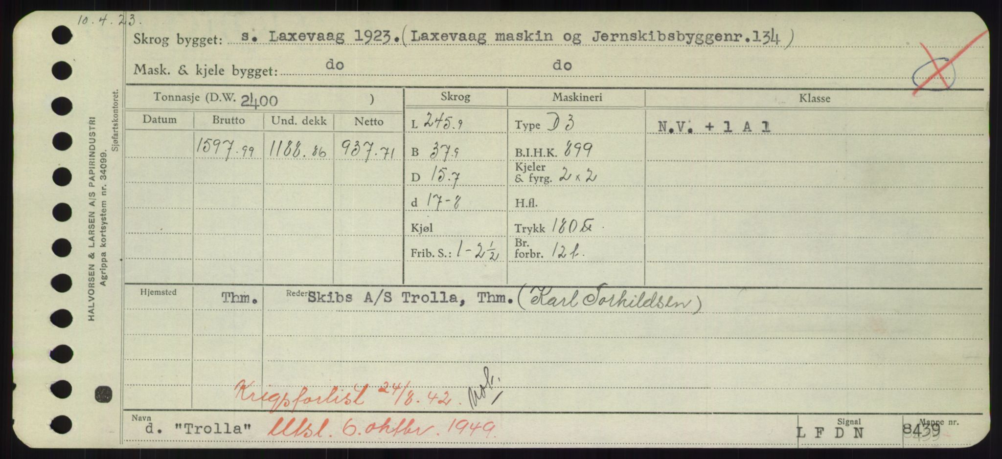 Sjøfartsdirektoratet med forløpere, Skipsmålingen, RA/S-1627/H/Hd/L0039: Fartøy, Ti-Tø, p. 607