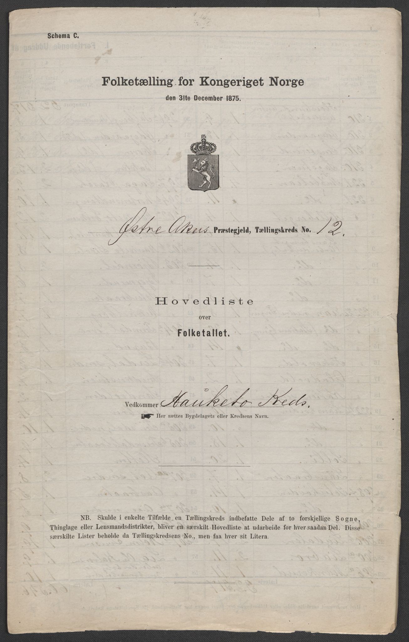 RA, 1875 census for 0218bP Østre Aker, 1875, p. 87