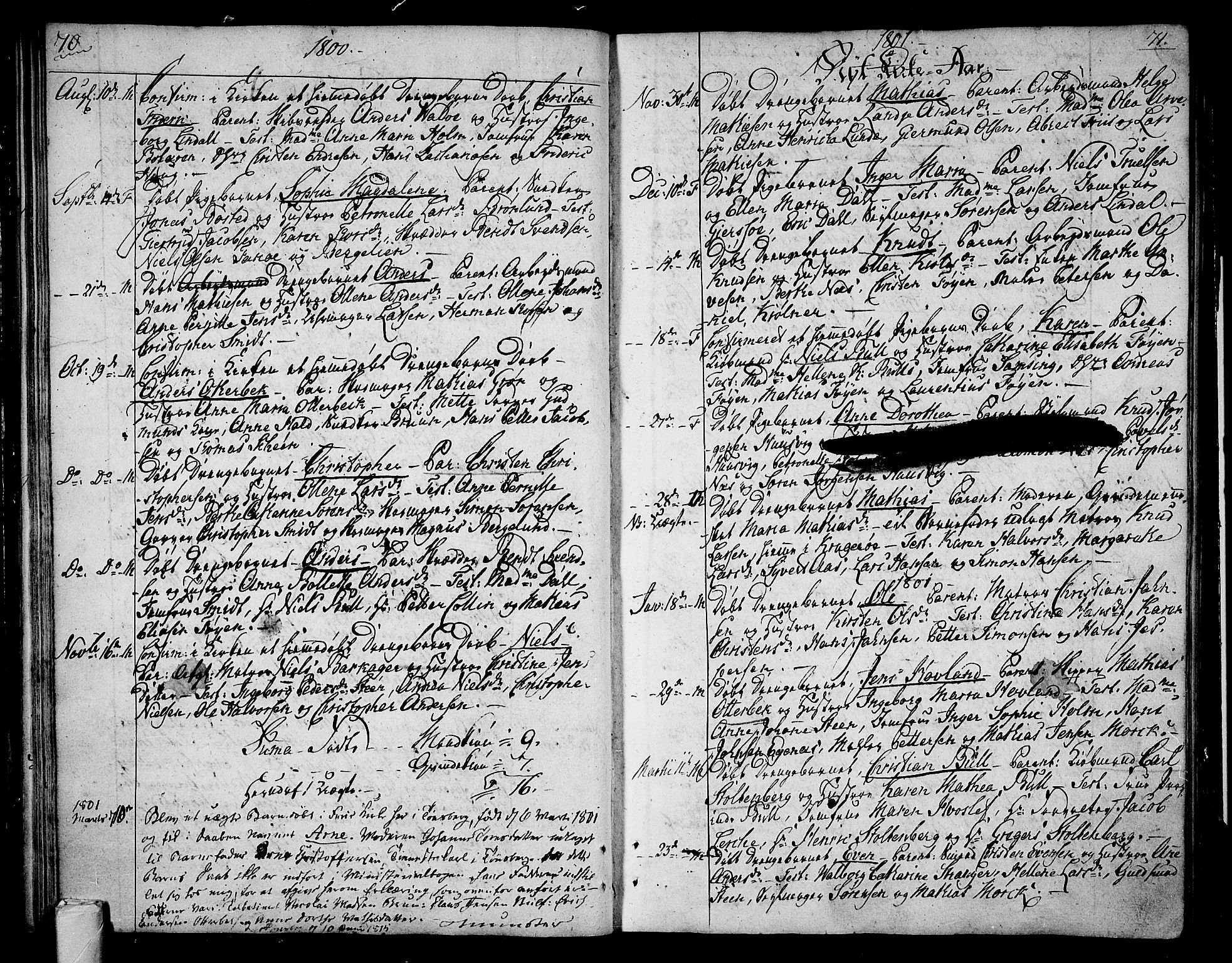 Tønsberg kirkebøker, SAKO/A-330/F/Fa/L0003: Parish register (official) no. I 3, 1797-1814, p. 70-71