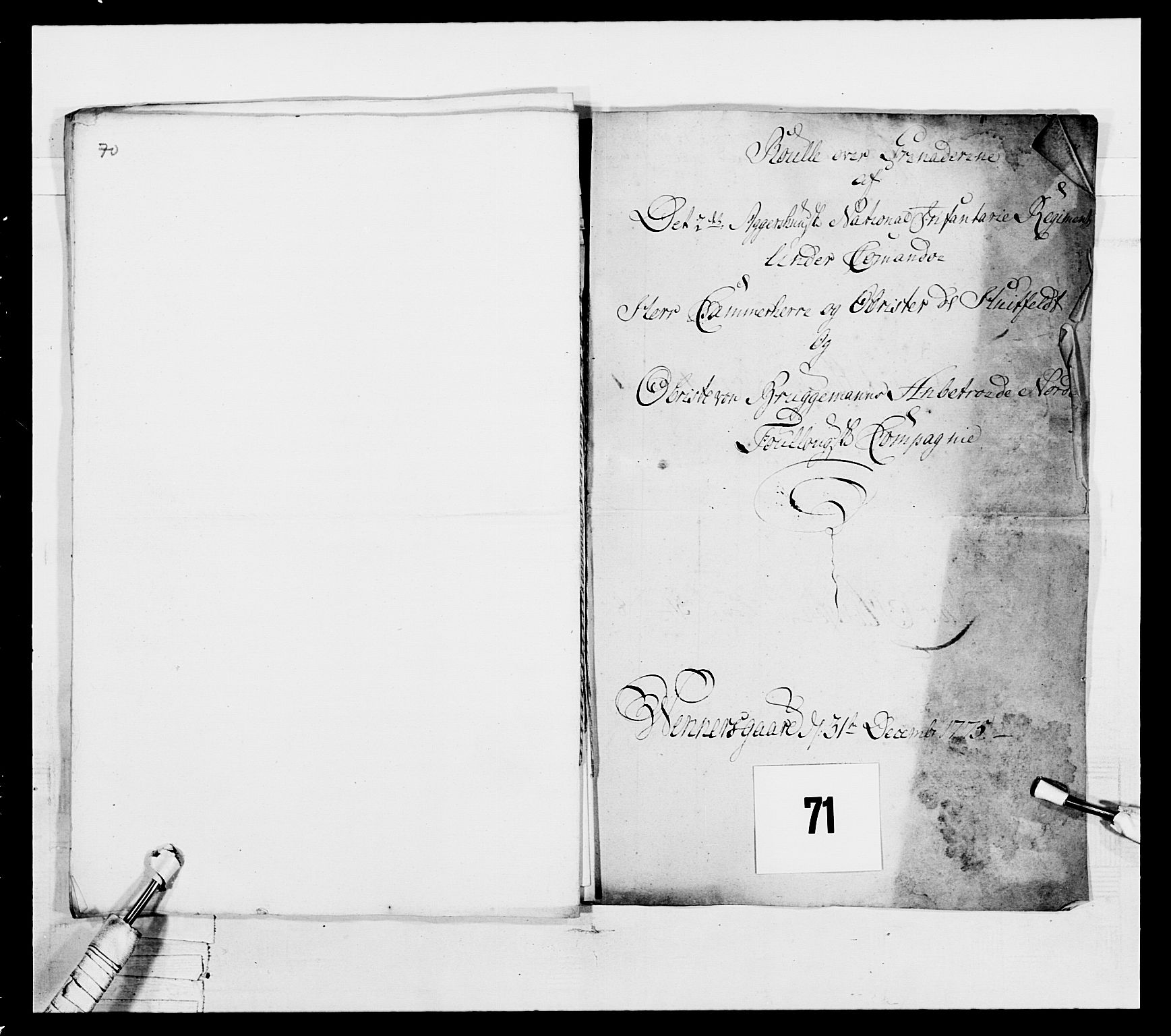 Generalitets- og kommissariatskollegiet, Det kongelige norske kommissariatskollegium, AV/RA-EA-5420/E/Eh/L0043a: 2. Akershusiske nasjonale infanteriregiment, 1767-1778, p. 493