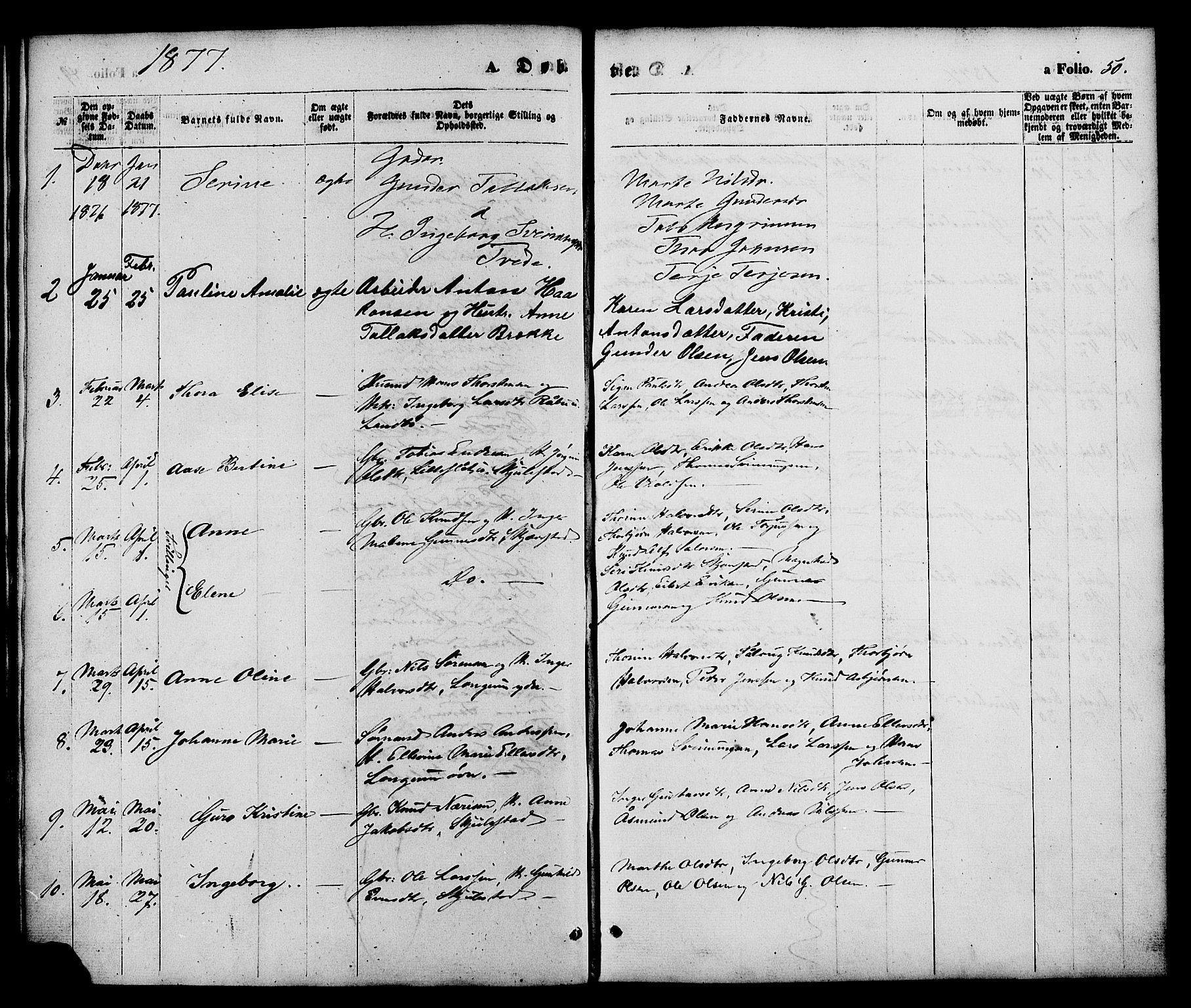 Austre Moland sokneprestkontor, SAK/1111-0001/F/Fa/Faa/L0009: Parish register (official) no. A 9, 1869-1879, p. 50