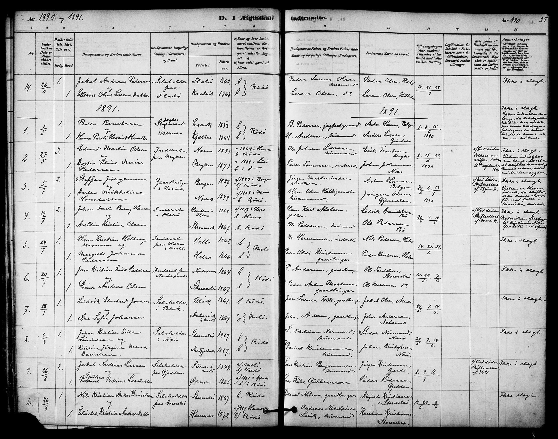 Ministerialprotokoller, klokkerbøker og fødselsregistre - Nordland, SAT/A-1459/841/L0609: Parish register (official) no. 841A13, 1878-1902, p. 25