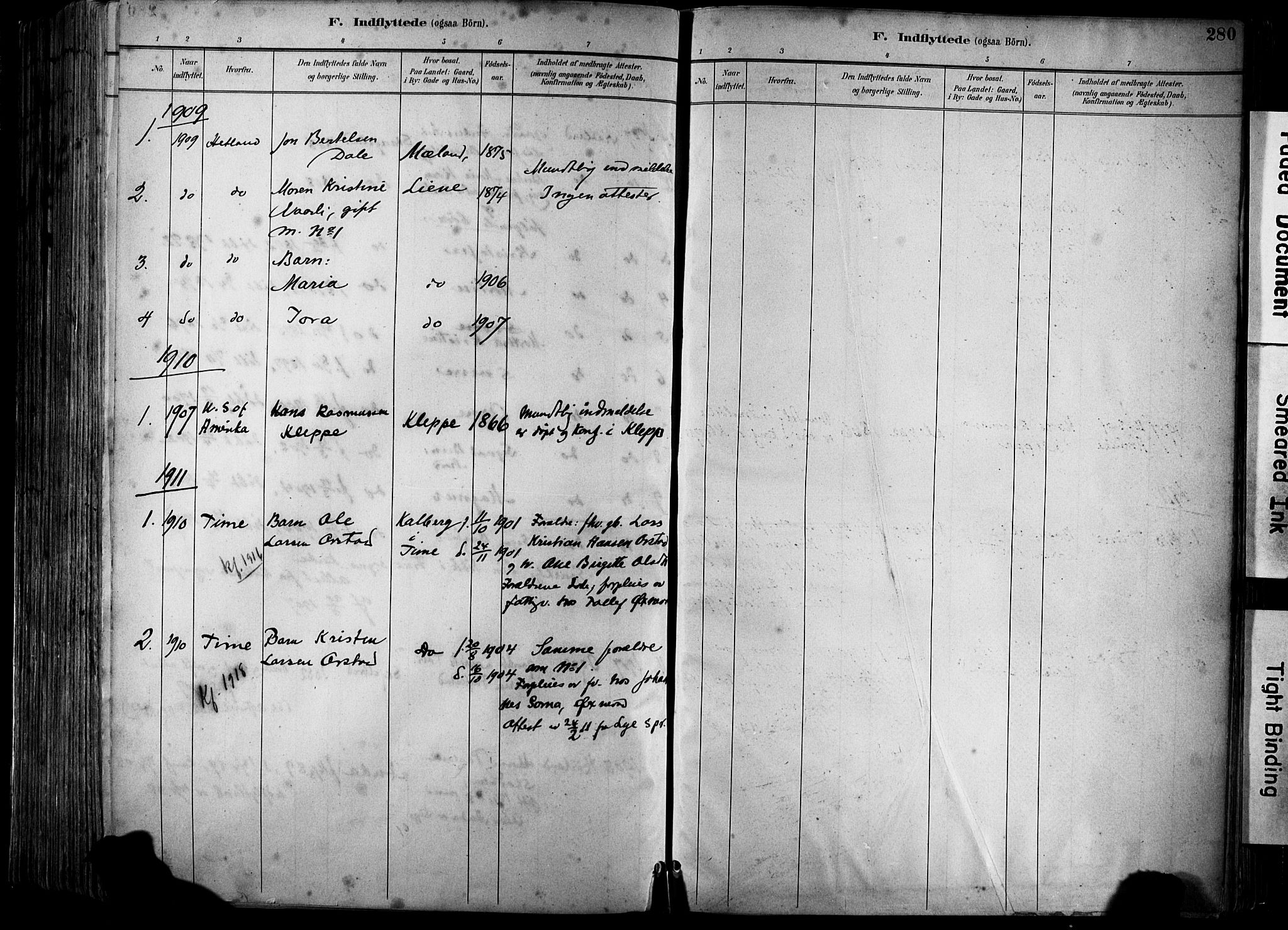 Klepp sokneprestkontor, SAST/A-101803/001/3/30BA/L0009: Parish register (official) no. A 7, 1886-1915, p. 280