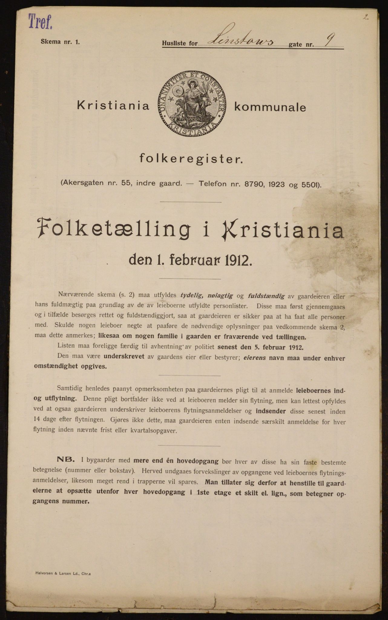 OBA, Municipal Census 1912 for Kristiania, 1912, p. 58134