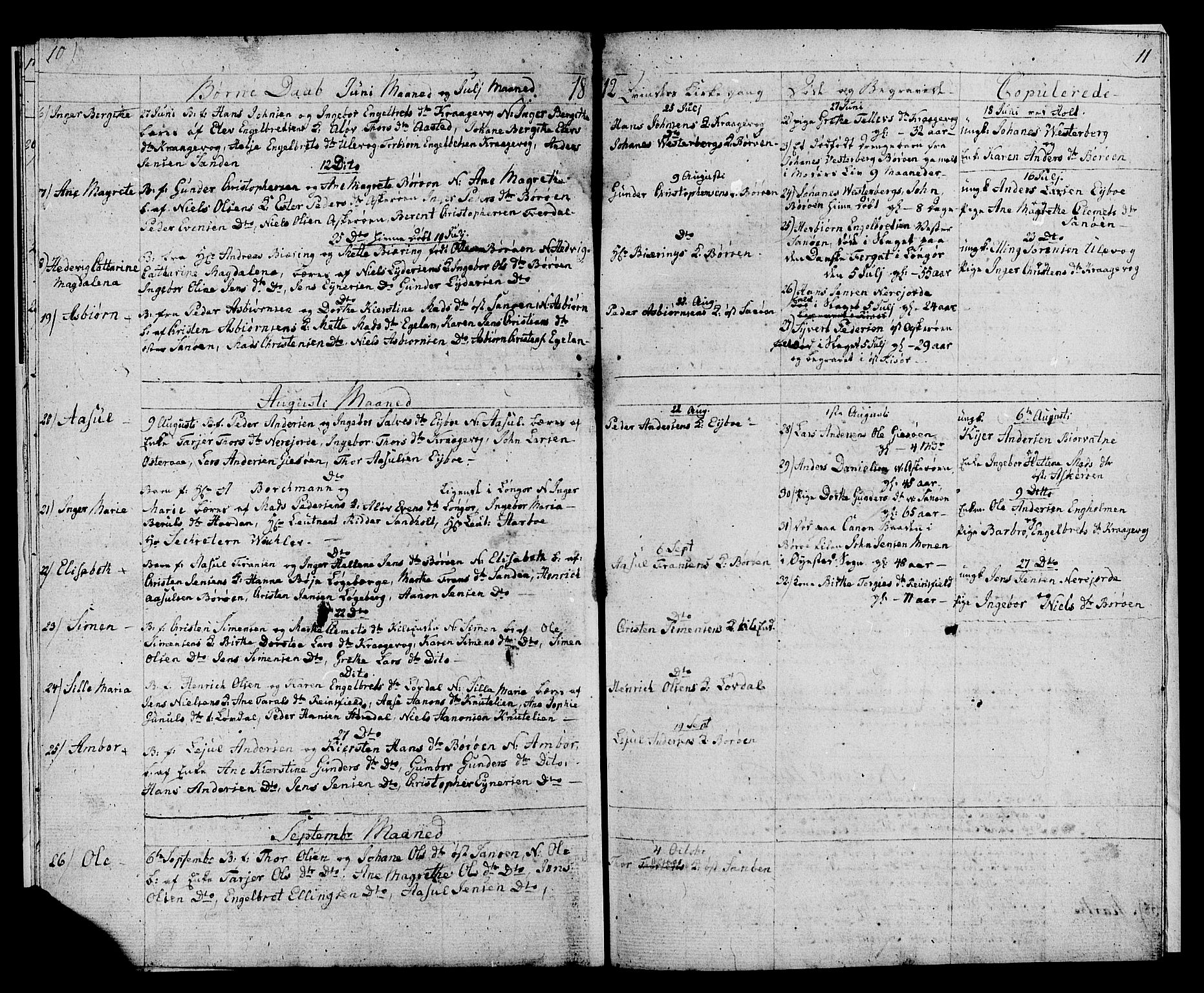 Dypvåg sokneprestkontor, SAK/1111-0007/F/Fb/Fba/L0008: Parish register (copy) no. B 8, 1811-1813, p. 10-11