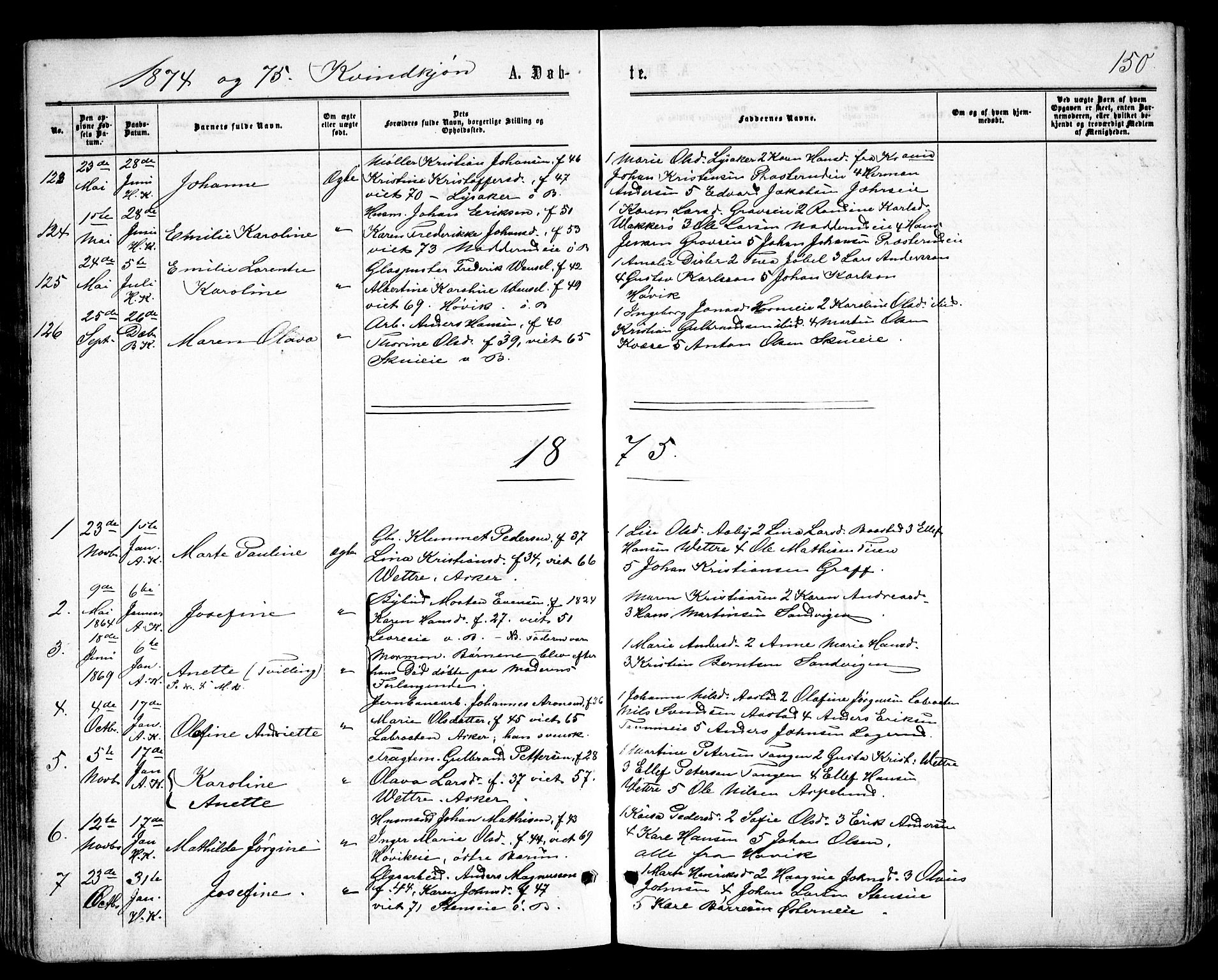 Asker prestekontor Kirkebøker, SAO/A-10256a/F/Fa/L0008: Parish register (official) no. I 8, 1865-1878, p. 150