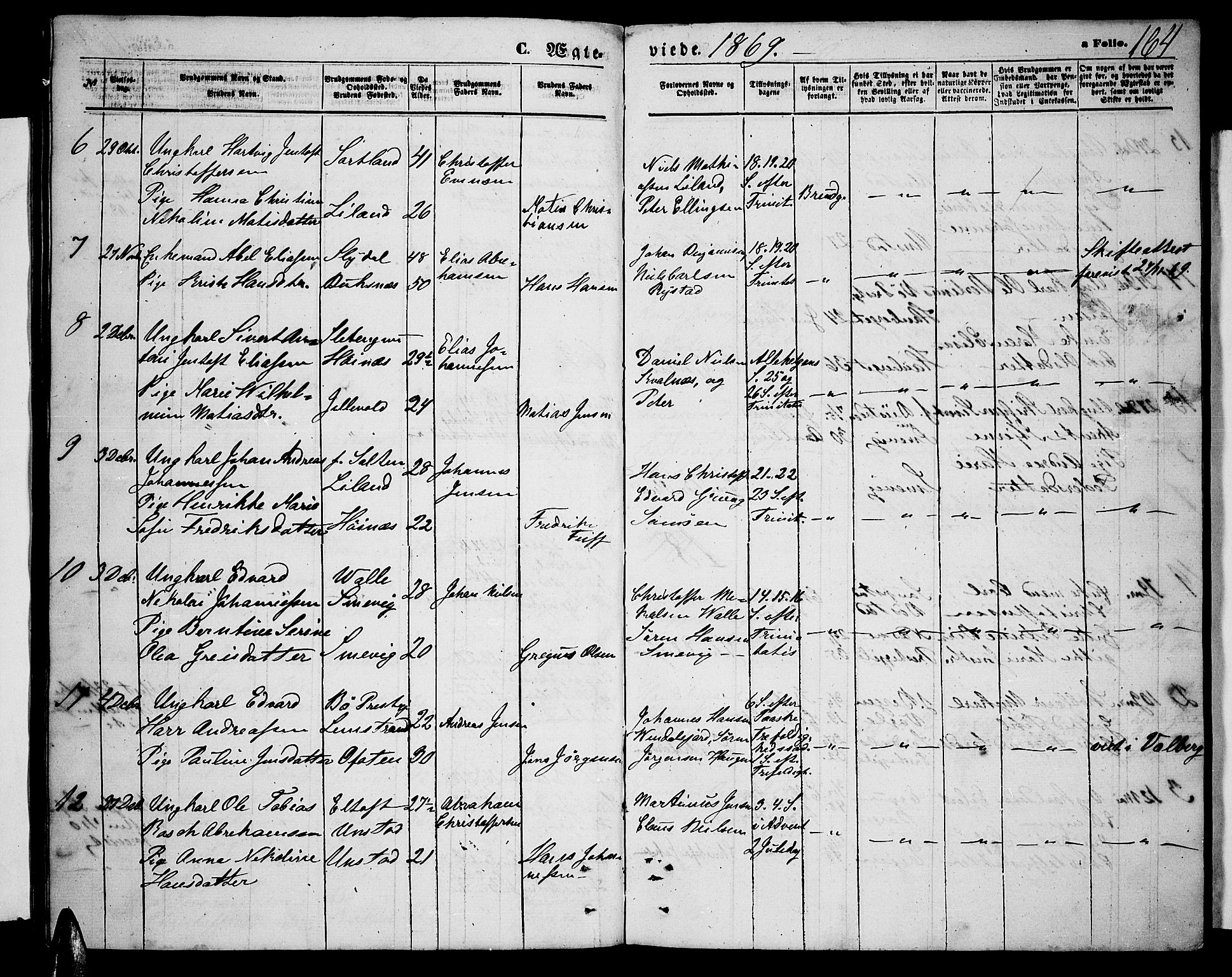 Ministerialprotokoller, klokkerbøker og fødselsregistre - Nordland, SAT/A-1459/880/L1140: Parish register (copy) no. 880C02, 1861-1875, p. 164