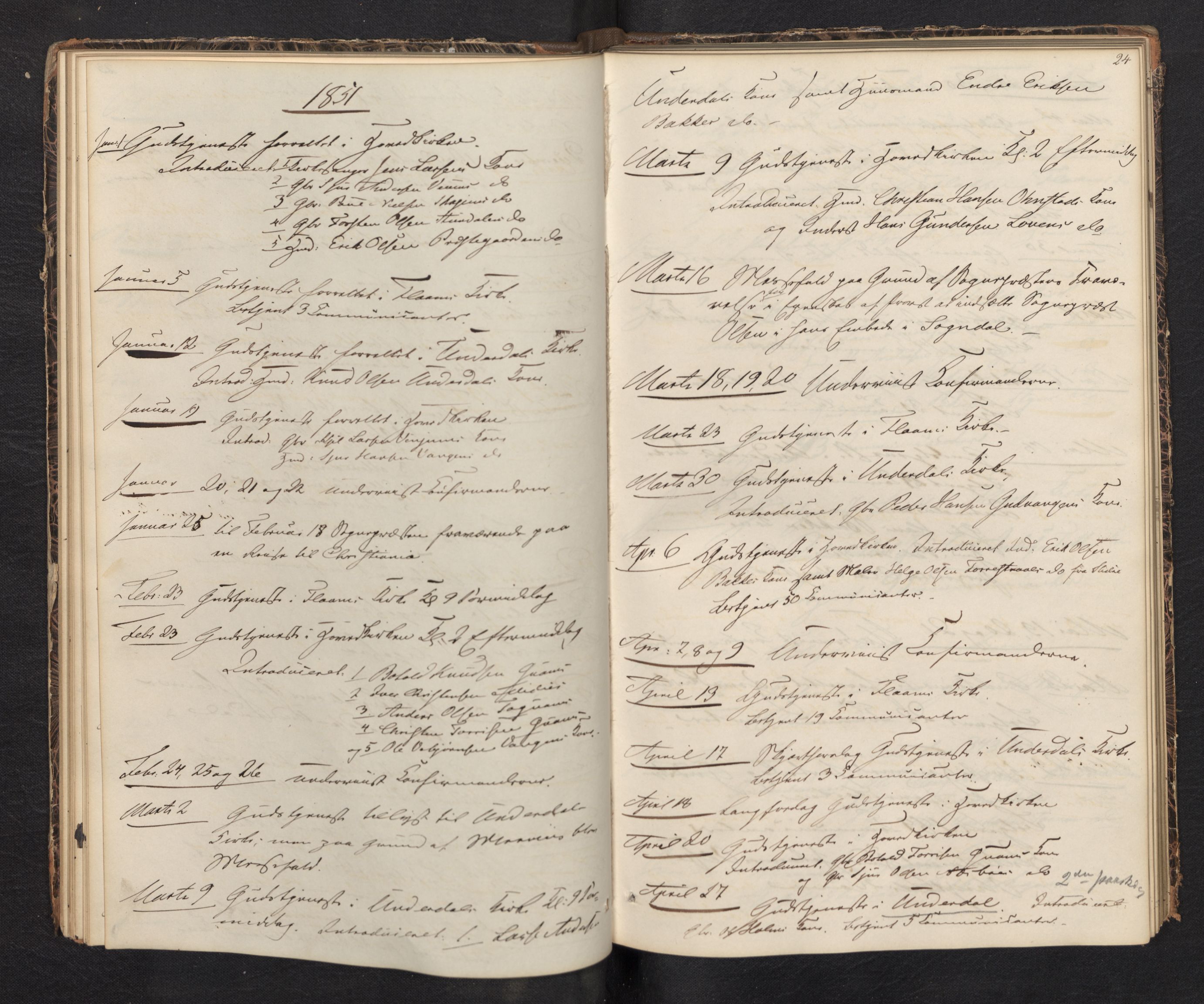 Aurland sokneprestembete, SAB/A-99937/H/Ha/Haf: Diary records no. F 0, 1844-1876, p. 23b-24a