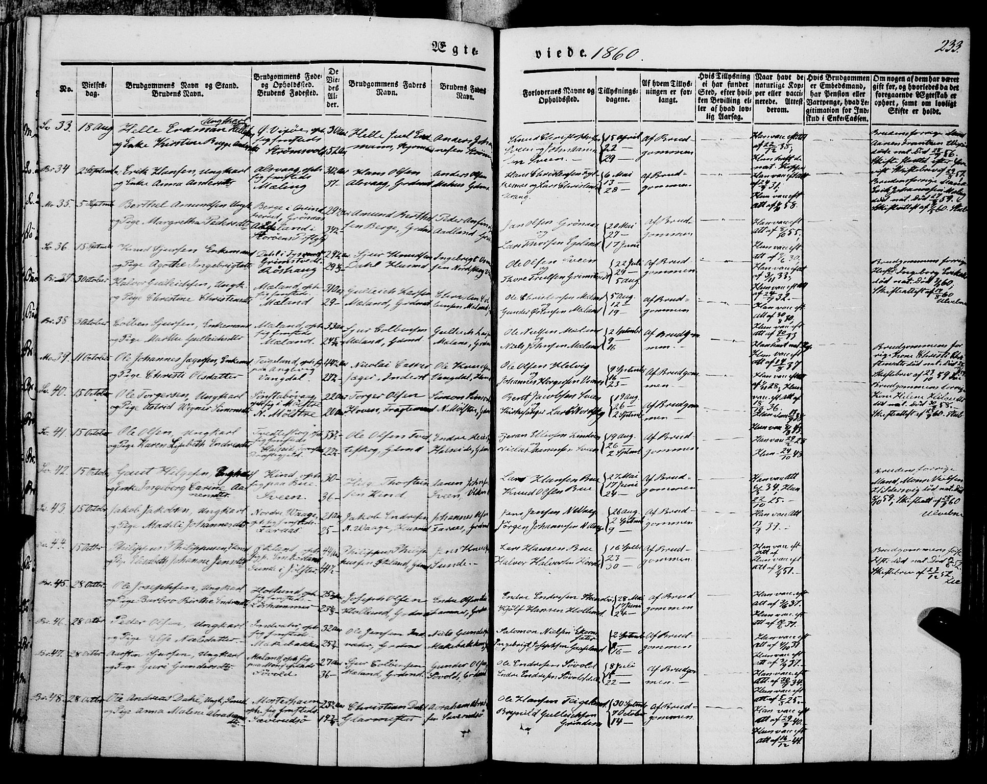 Finnås sokneprestembete, SAB/A-99925/H/Ha/Haa/Haaa/L0007: Parish register (official) no. A 7, 1850-1862, p. 233