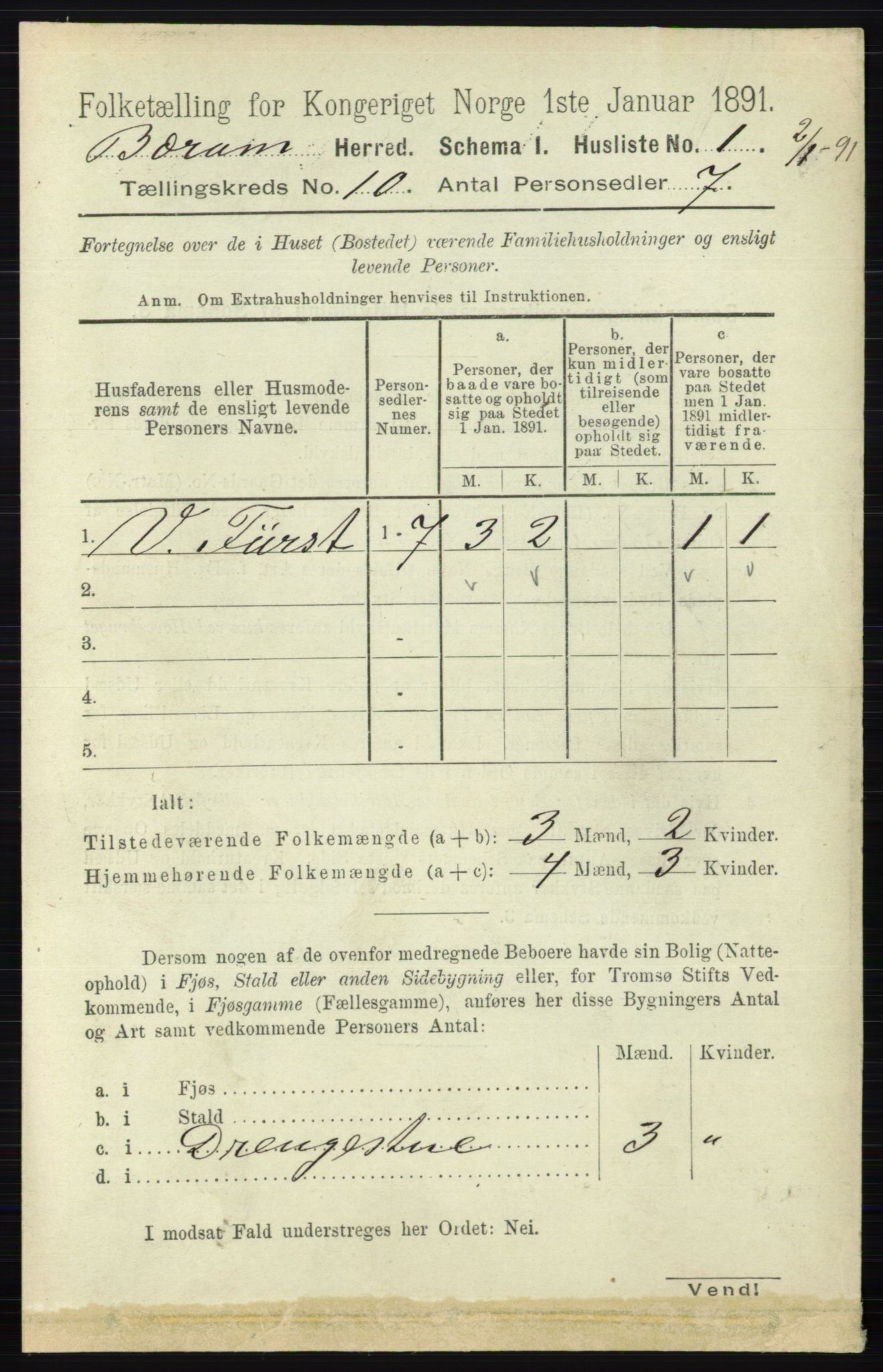 RA, 1891 census for 0219 Bærum, 1891, p. 6289