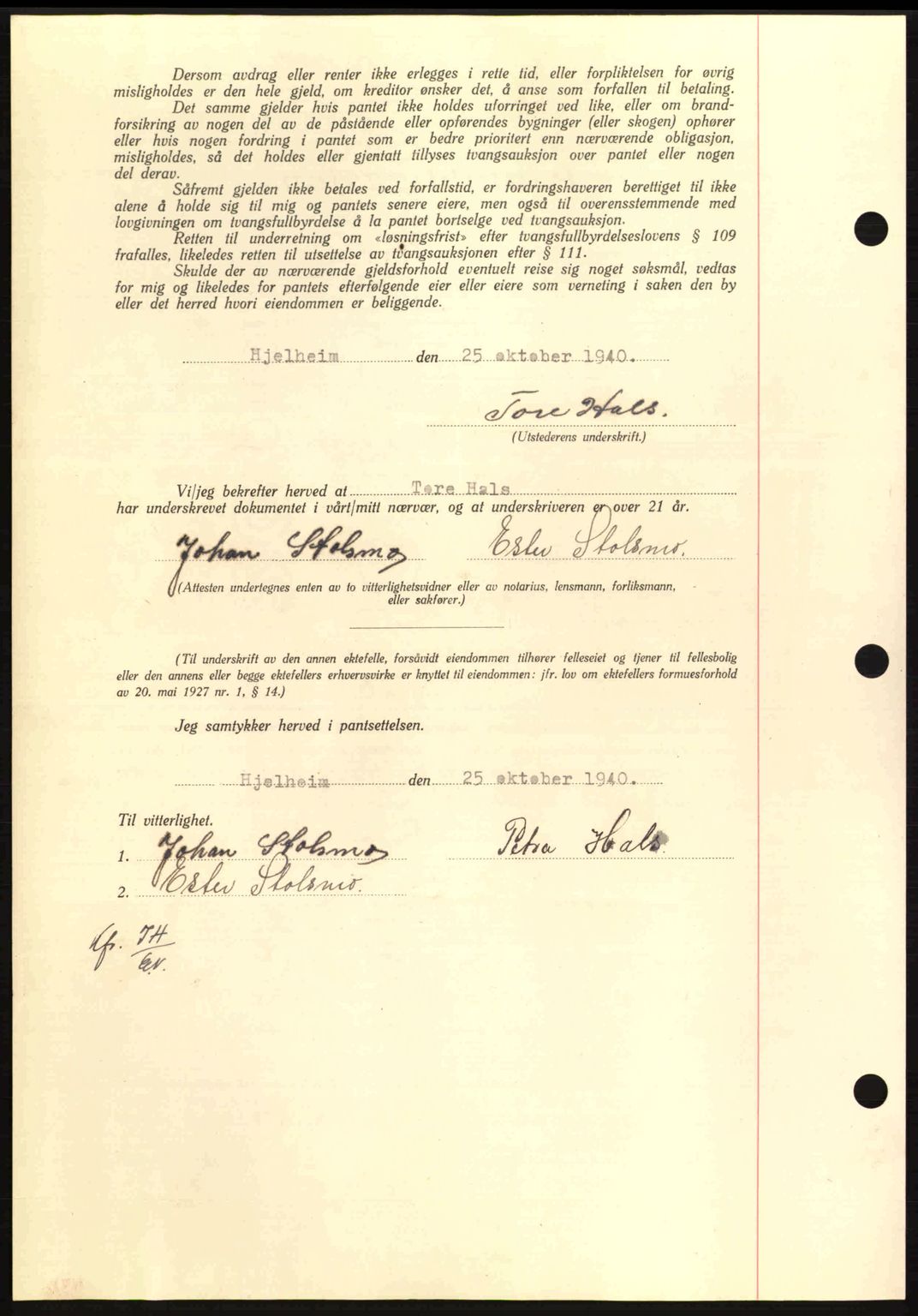 Nordmøre sorenskriveri, AV/SAT-A-4132/1/2/2Ca: Mortgage book no. B87, 1940-1941, Diary no: : 1903/1940