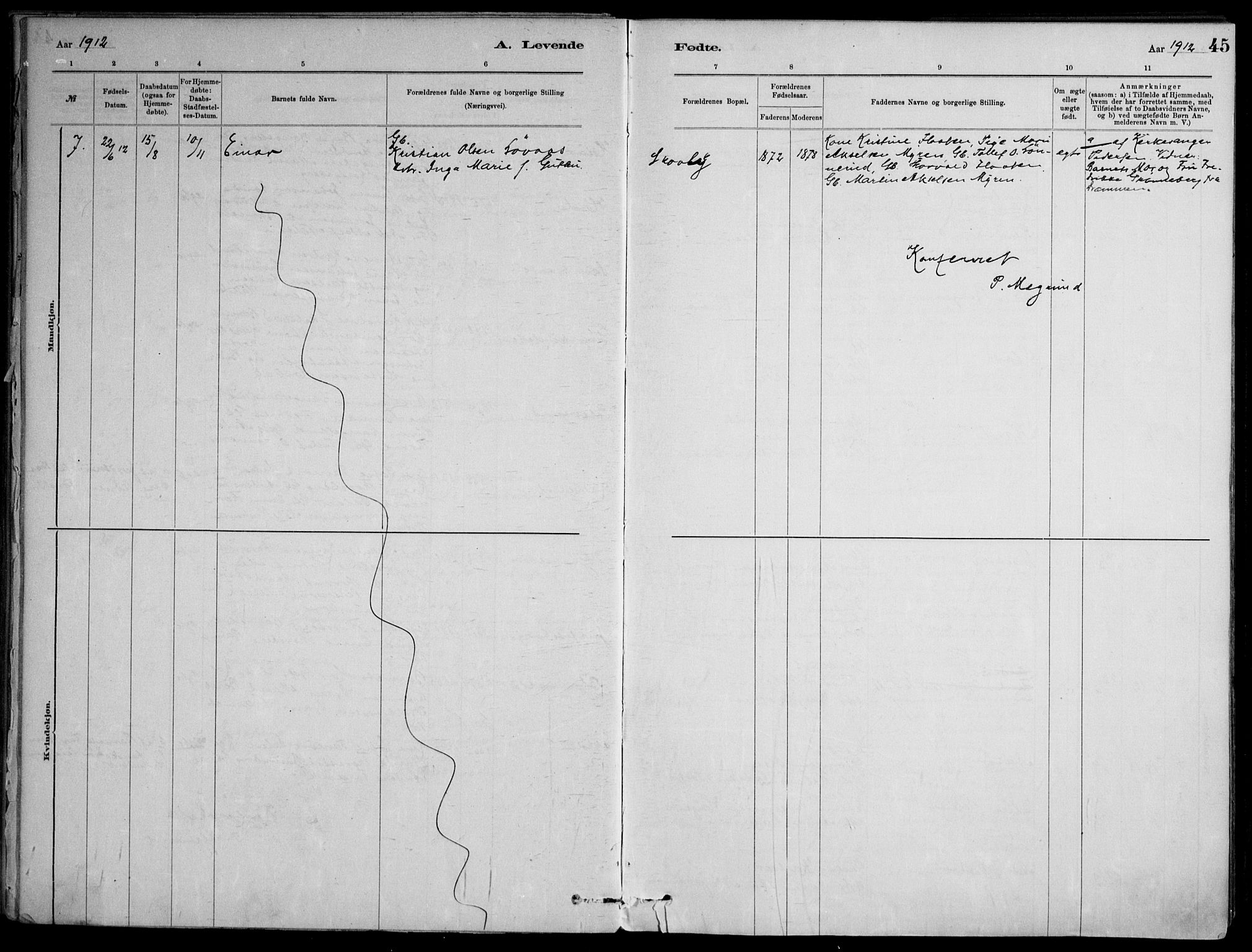 Skoger kirkebøker, SAKO/A-59/F/Fb/L0001: Parish register (official) no. II 1, 1885-1913, p. 45