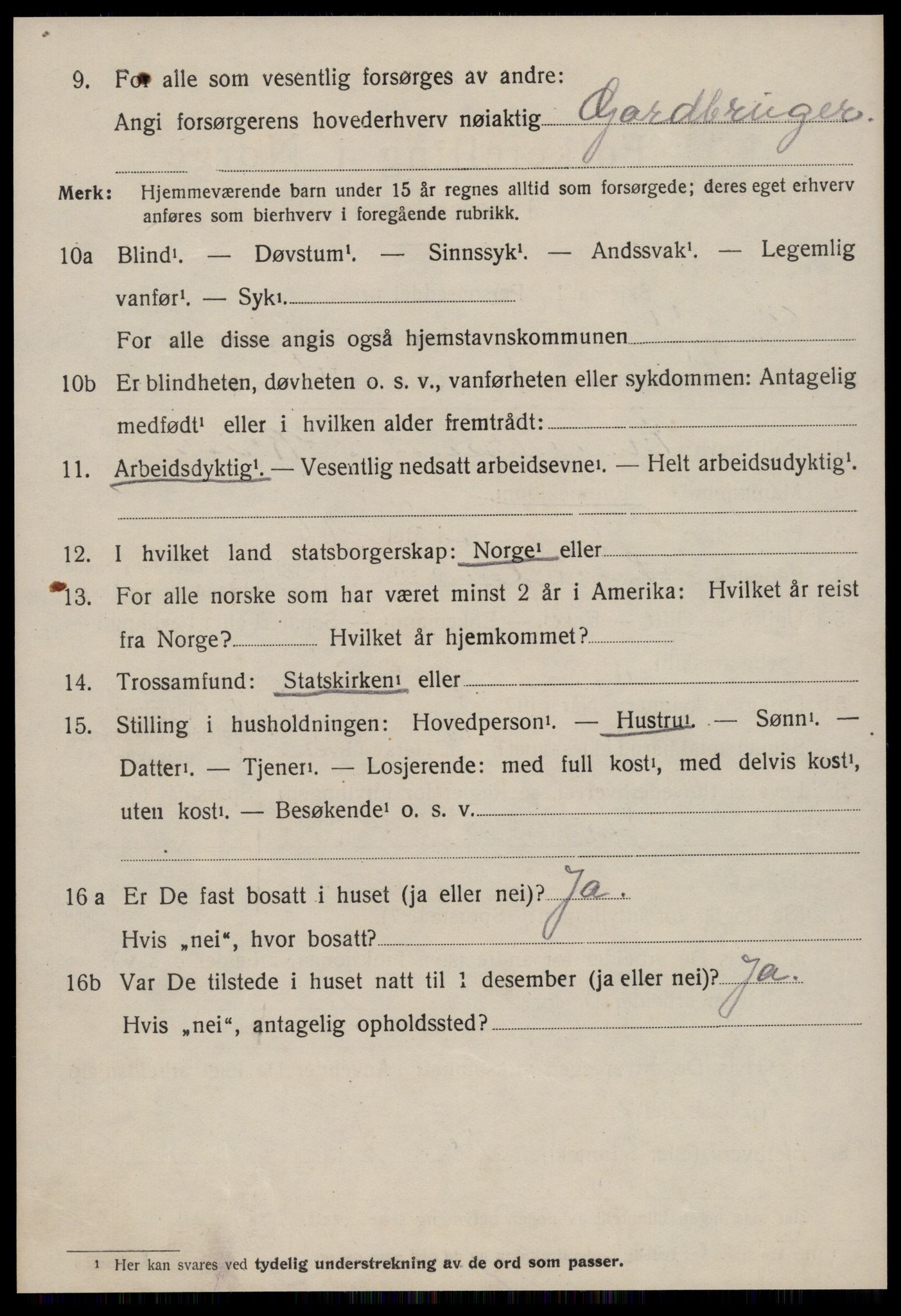 SAT, 1920 census for Sunnylven, 1920, p. 3025