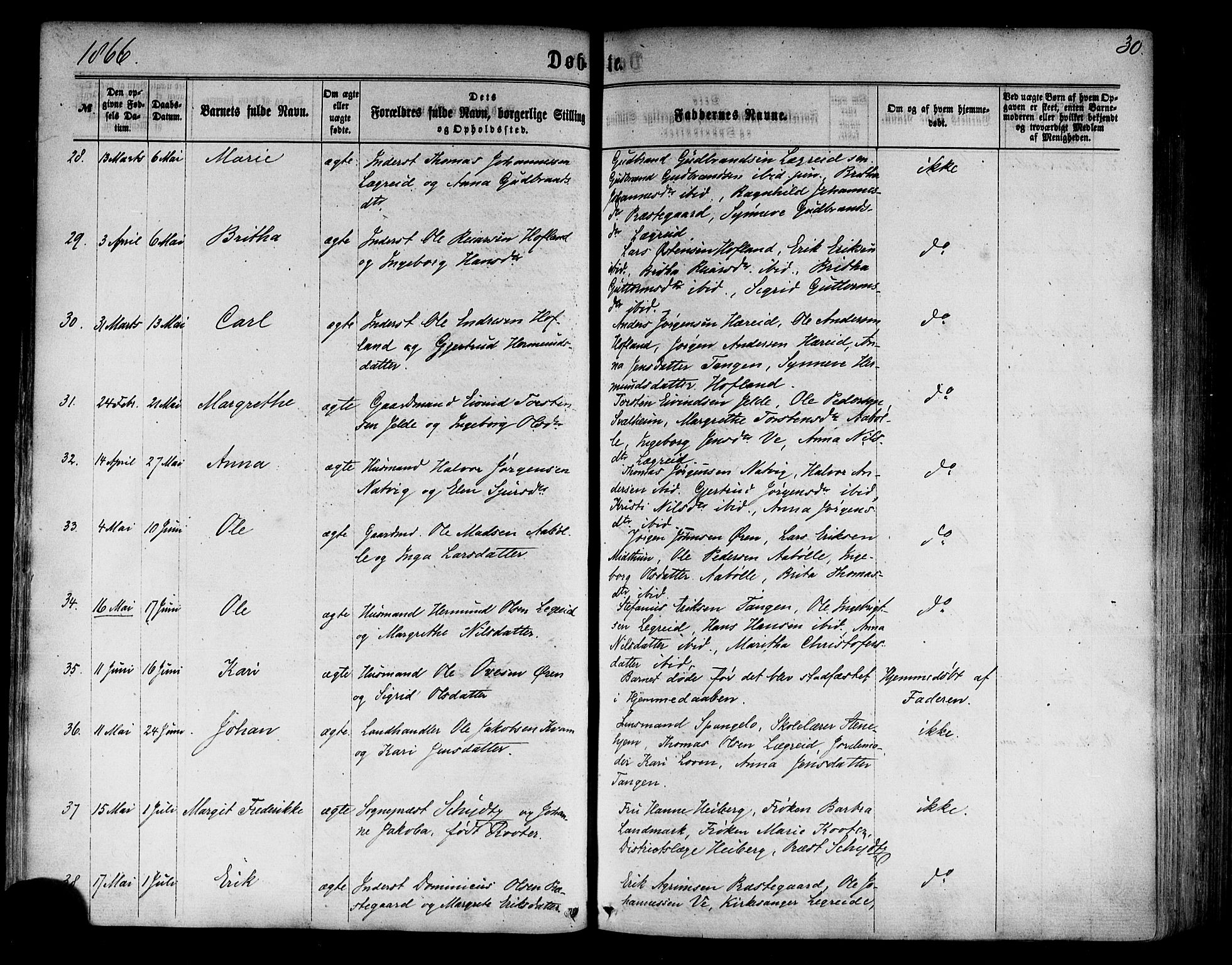 Årdal sokneprestembete, AV/SAB-A-81701: Parish register (official) no. A 3, 1863-1886, p. 30