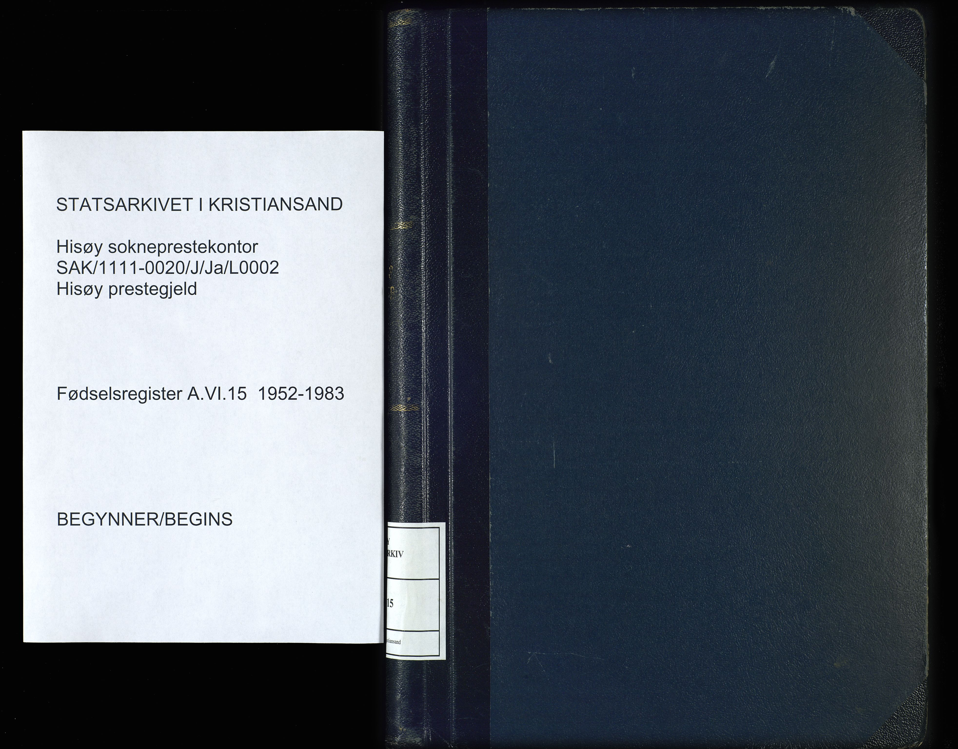Hisøy sokneprestkontor, SAK/1111-0020/J/Ja/L0002: Birth register no. A-VI-15, 1952-1983