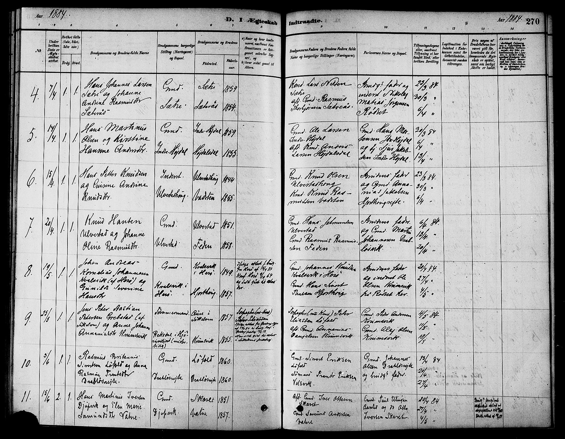 Ministerialprotokoller, klokkerbøker og fødselsregistre - Møre og Romsdal, AV/SAT-A-1454/511/L0141: Parish register (official) no. 511A08, 1878-1890, p. 270