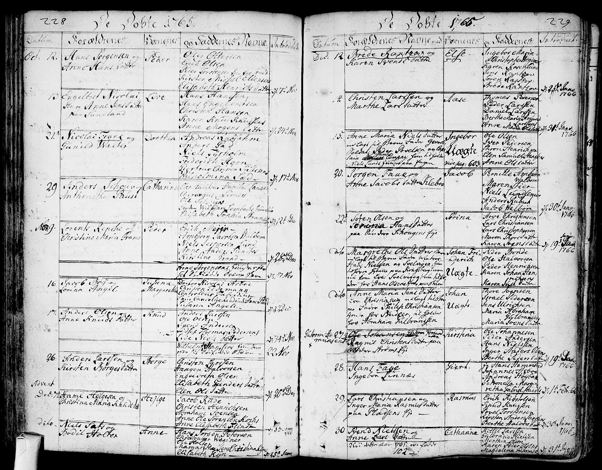 Bragernes kirkebøker, AV/SAKO-A-6/F/Fa/L0005: Parish register (official) no. I 5, 1759-1781, p. 228-229